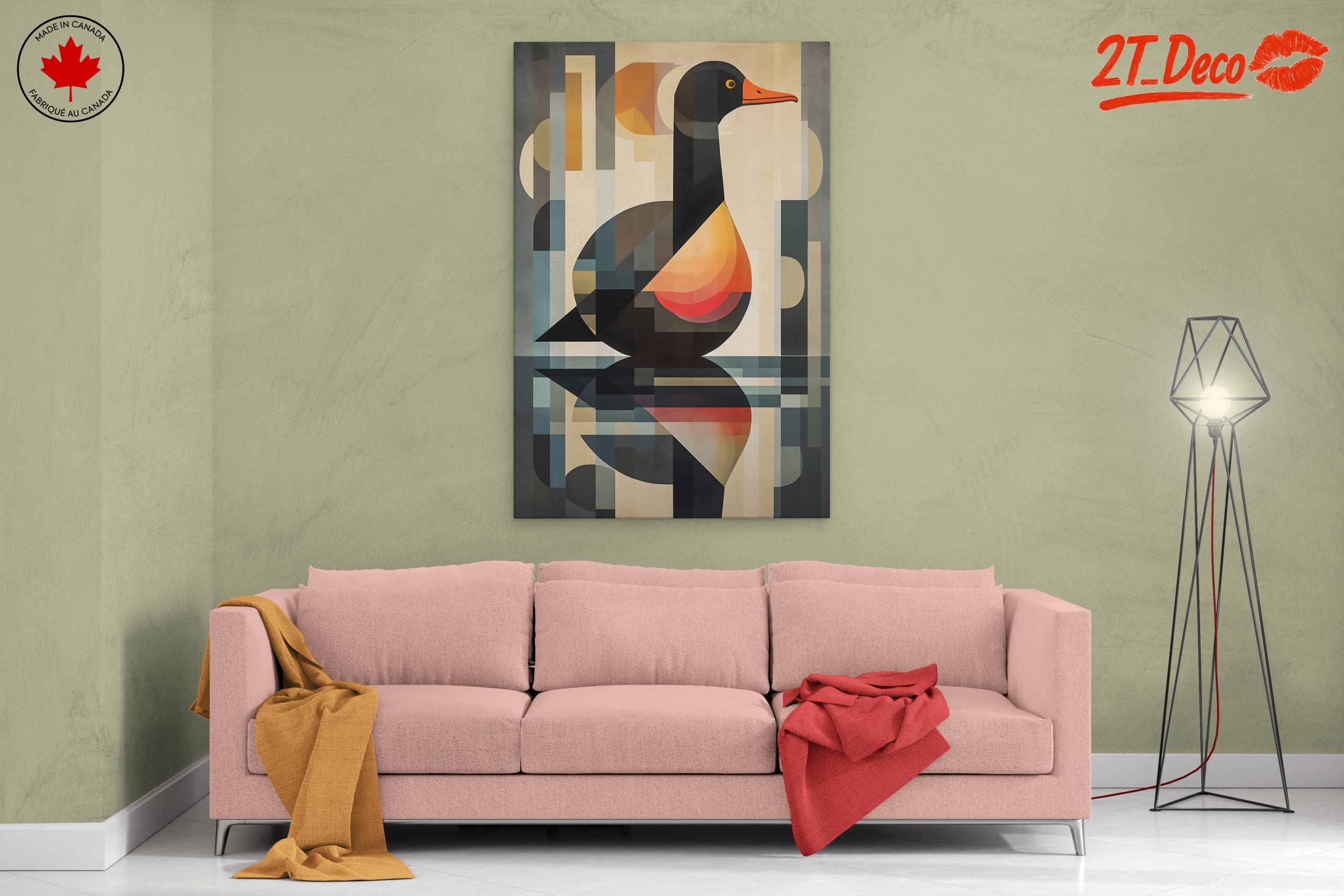 Geometric Bird Artwork with Vibrant Color Palette - Image 2