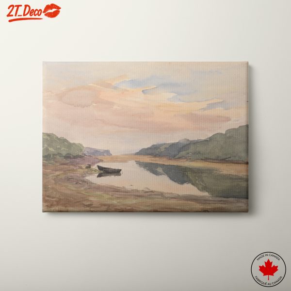 Serene River Landscape Watercolor