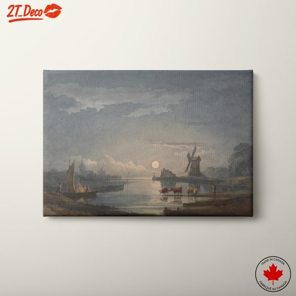 Serene Evening Landscape with Windmill