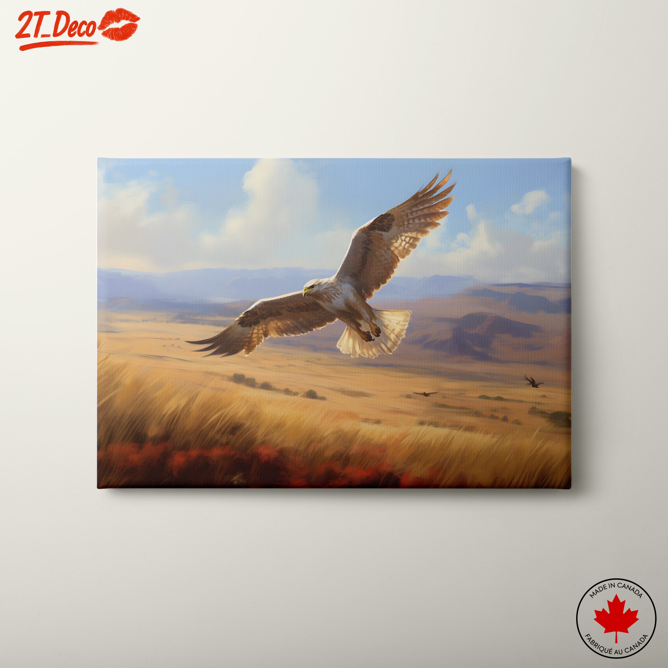 Majestic Bird in Flight Over Open Landscape