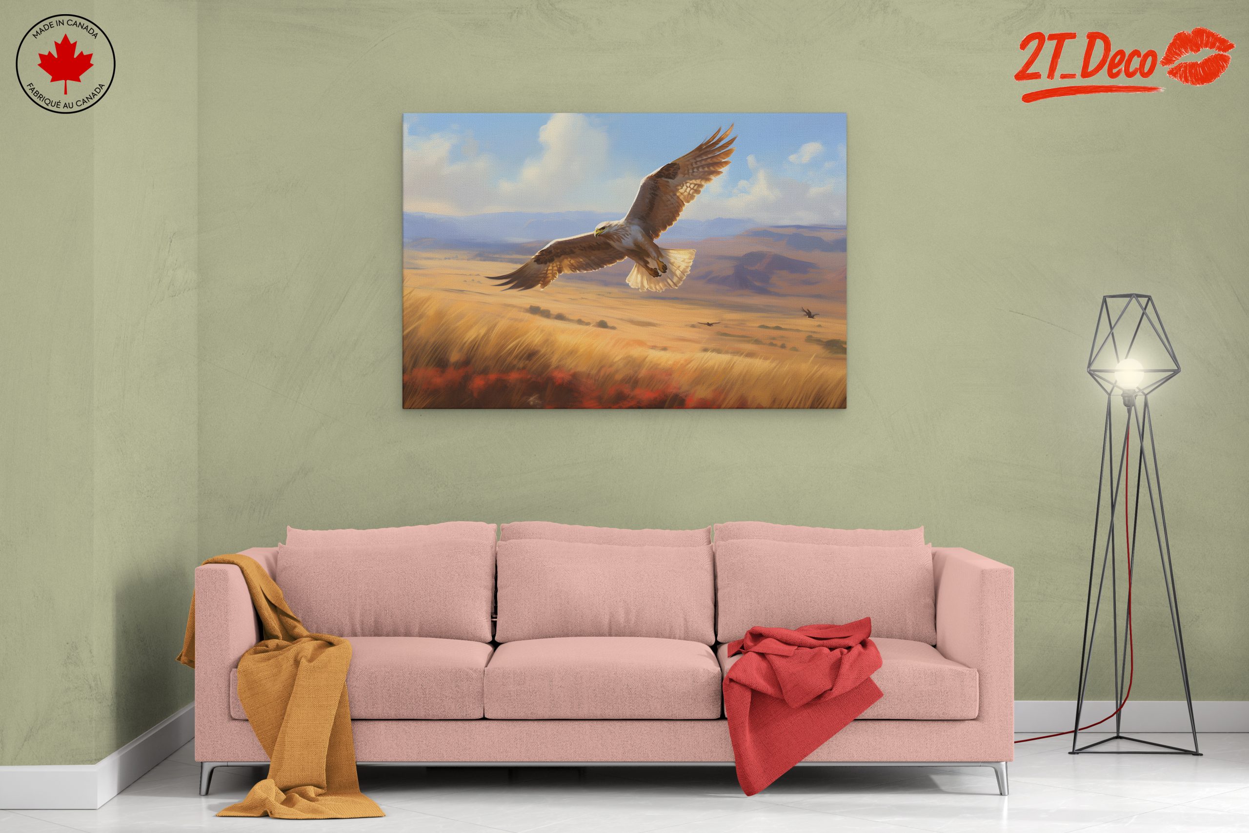 Majestic Bird in Flight Over Open Landscape - Image 2