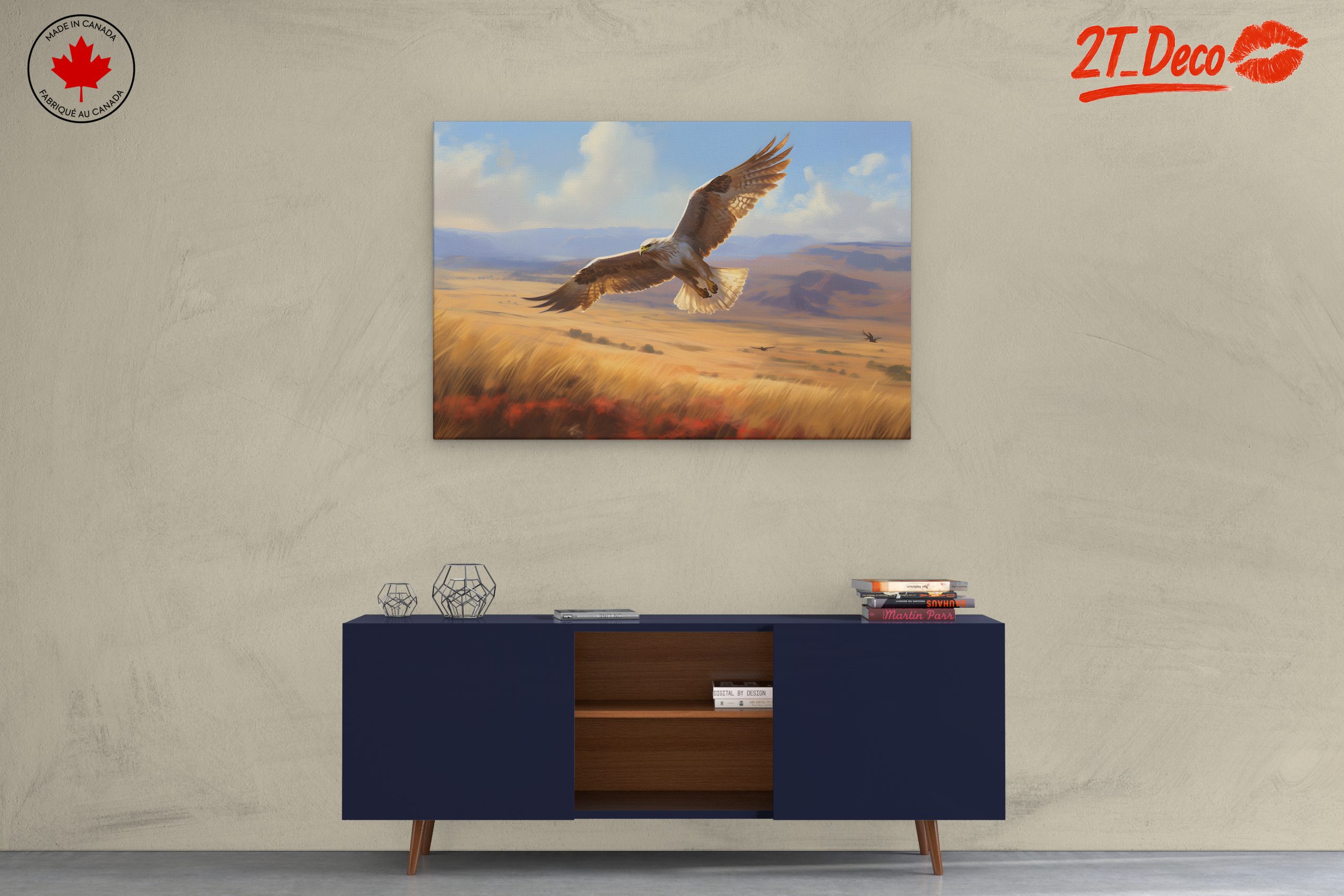 Majestic Bird in Flight Over Open Landscape - Image 3