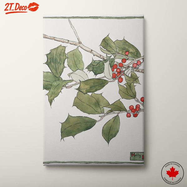 Holly Leaves and Berries Botanical Artwork