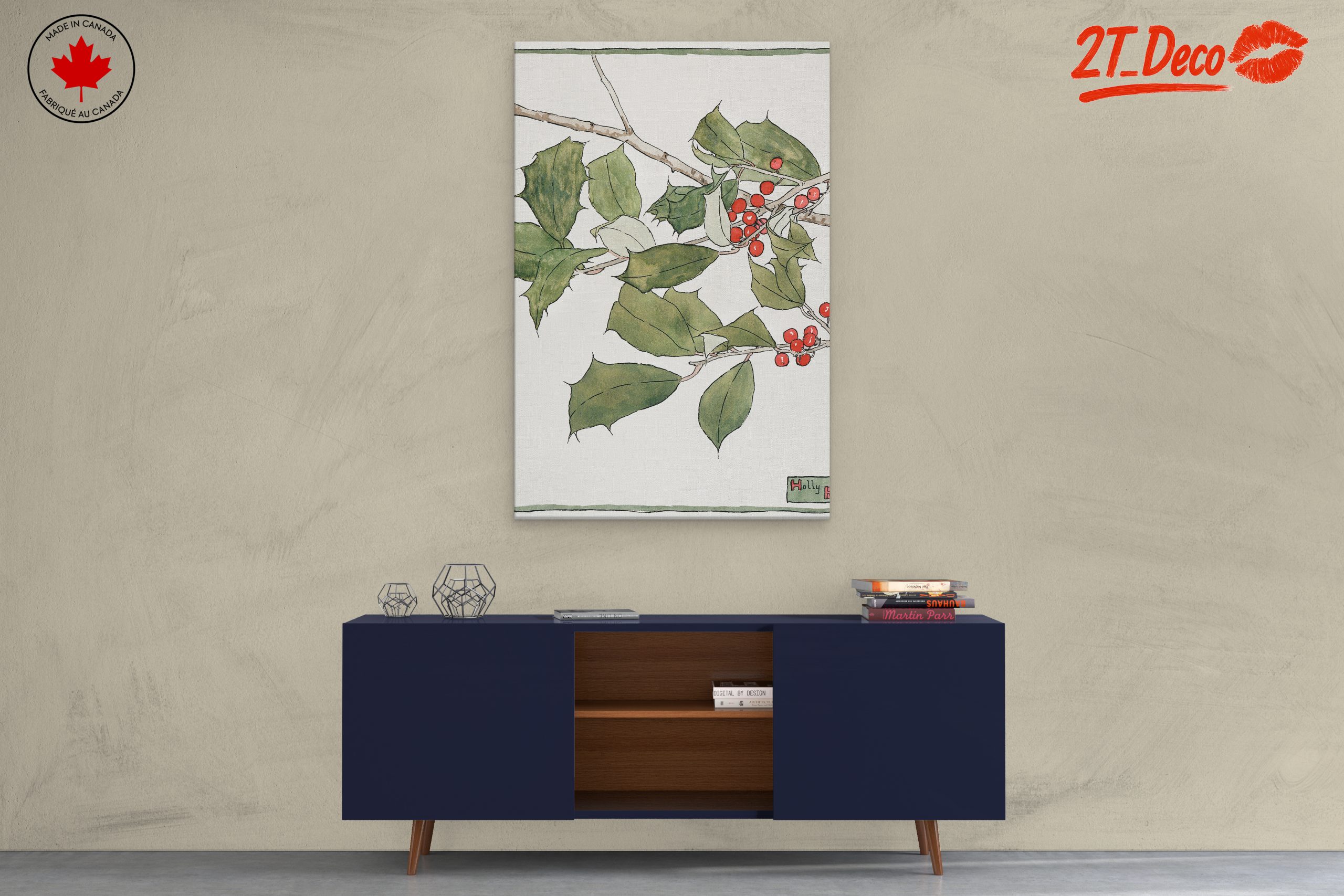 Holly Leaves and Berries Botanical Artwork - Image 3