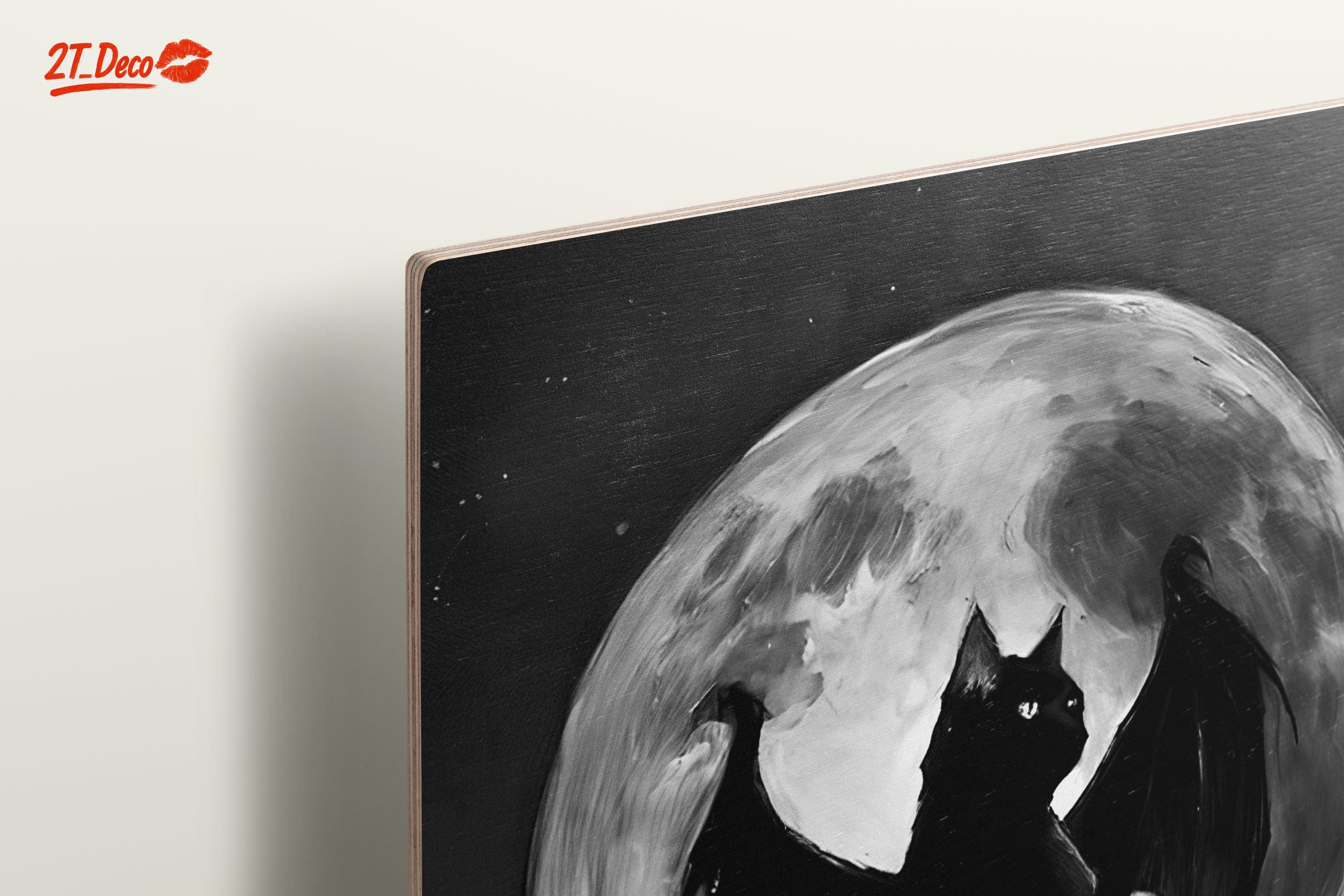 Whimsical Bat-Cat Artwork with Full Moon - Image 15