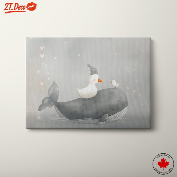 Cute Whimsical Whale and Duck Art
