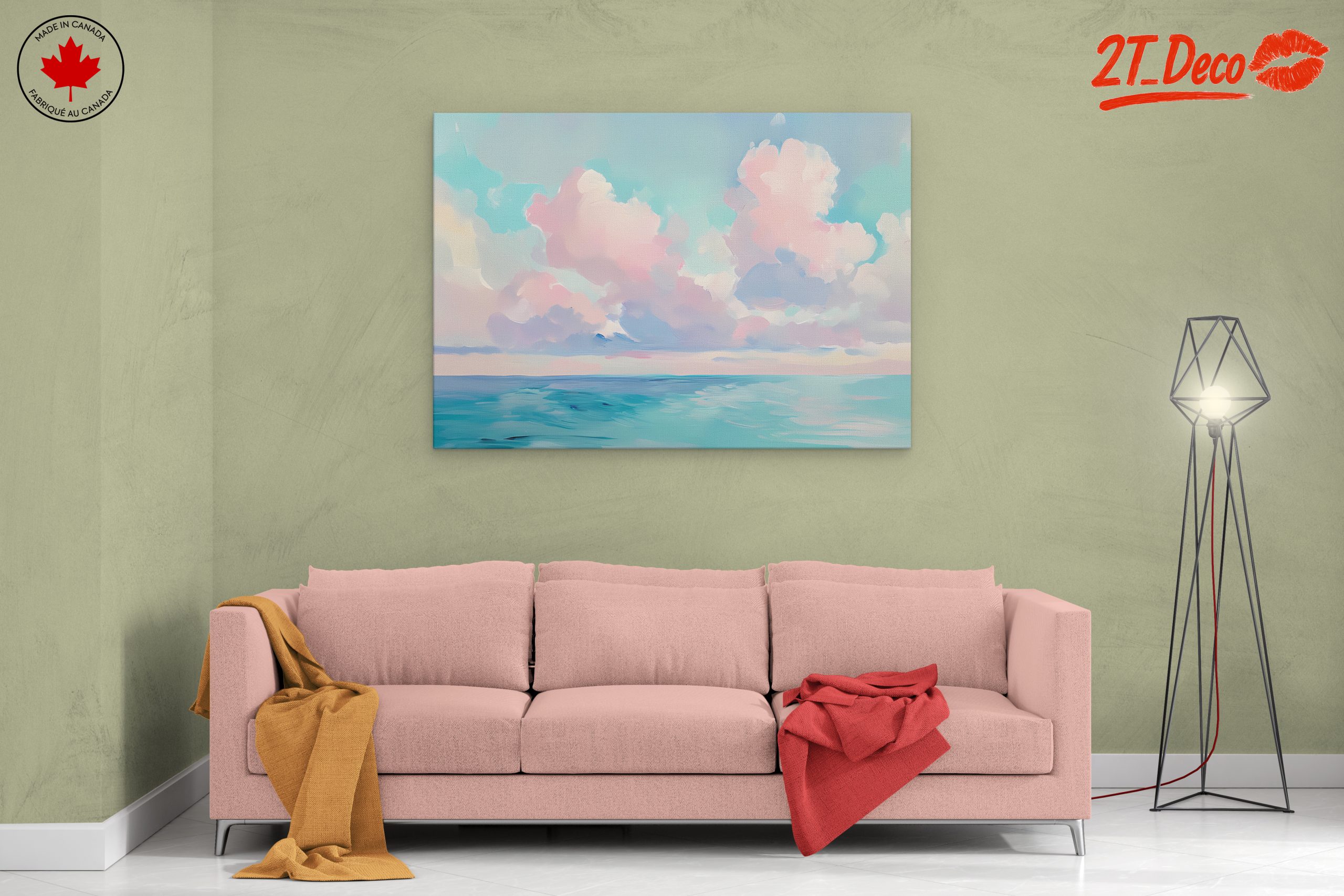 Dreamy Contemporary Landscape with Soft Clouds - Image 2