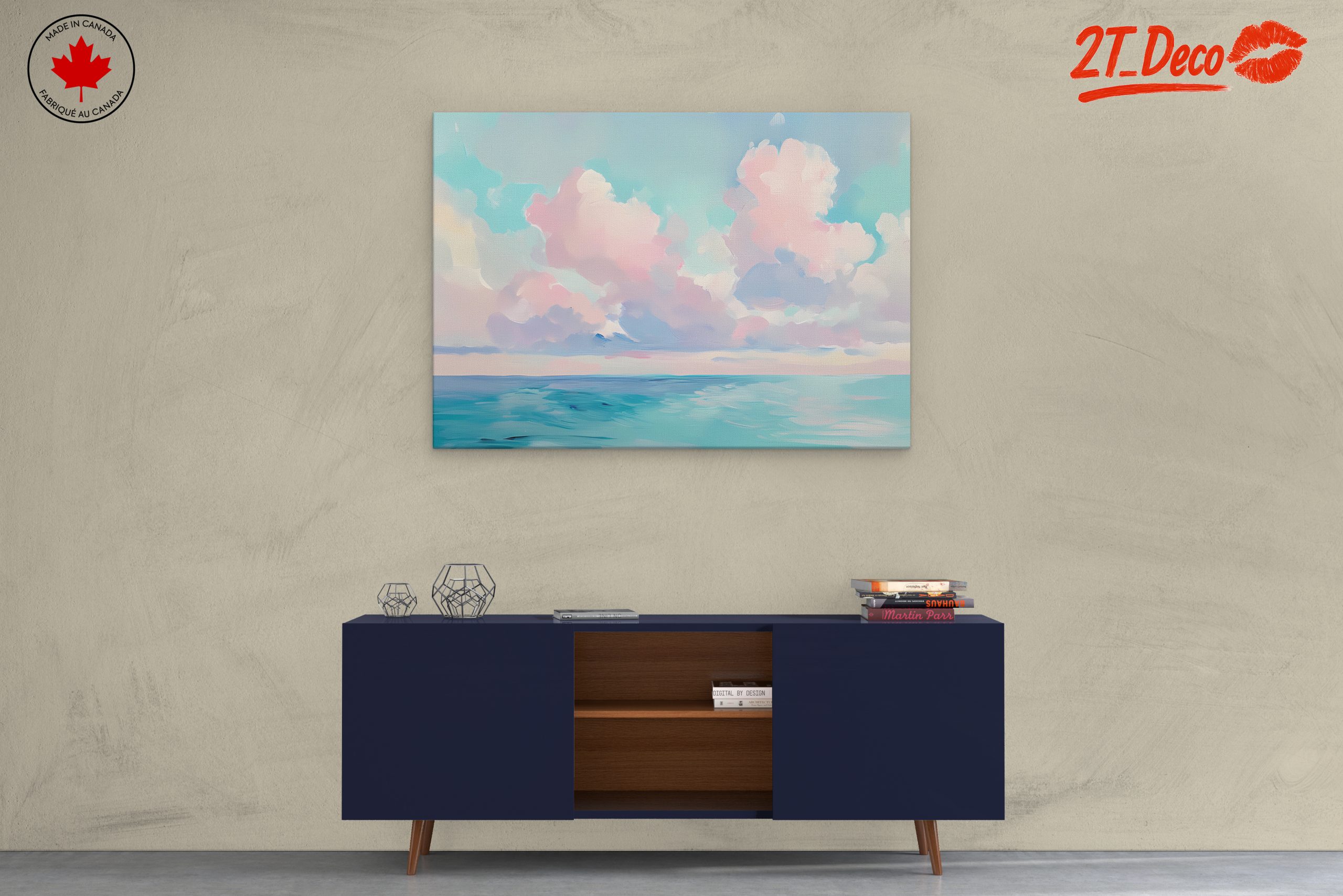 Dreamy Contemporary Landscape with Soft Clouds - Image 3