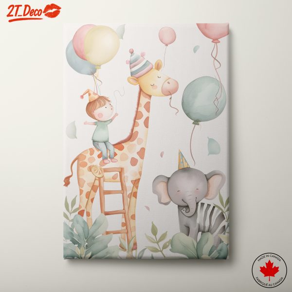 Playful Animal Celebration with Giraffe and Elephant