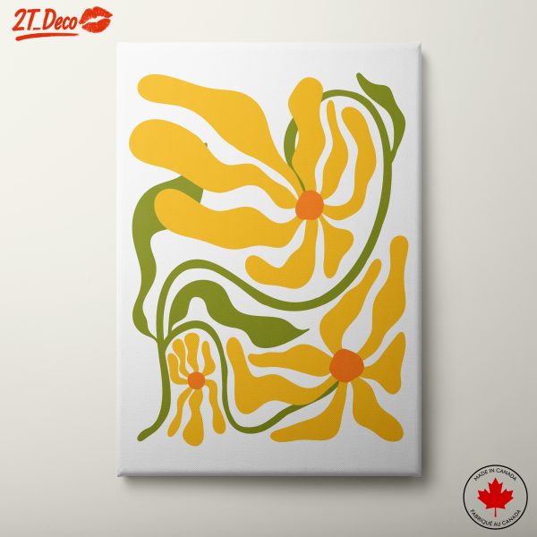 Stylized Floral Art with Vibrant Yellow Forms