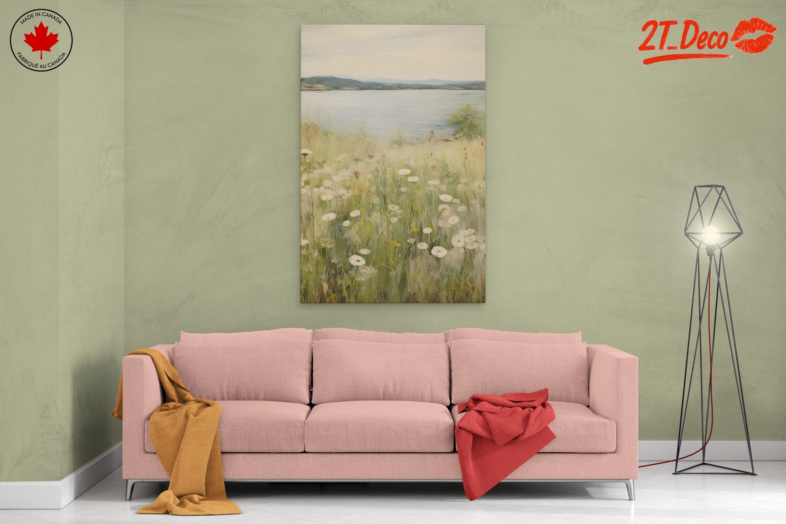 Serene Wildflower Landscape by the Water - Image 2