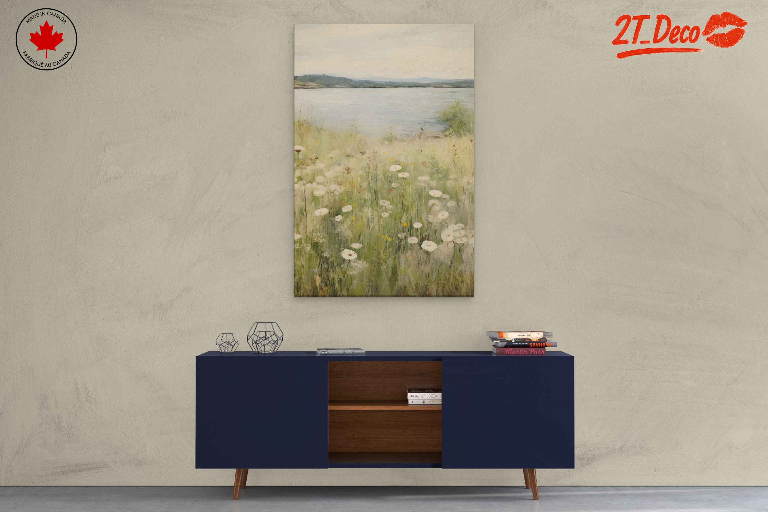 Serene Wildflower Landscape by the Water - Image 3