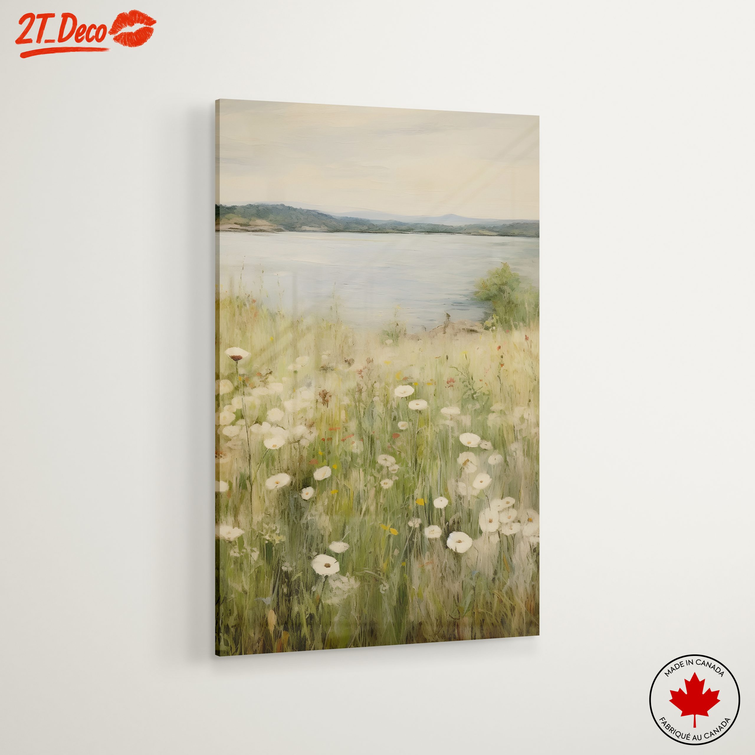Serene Wildflower Landscape by the Water - Image 6
