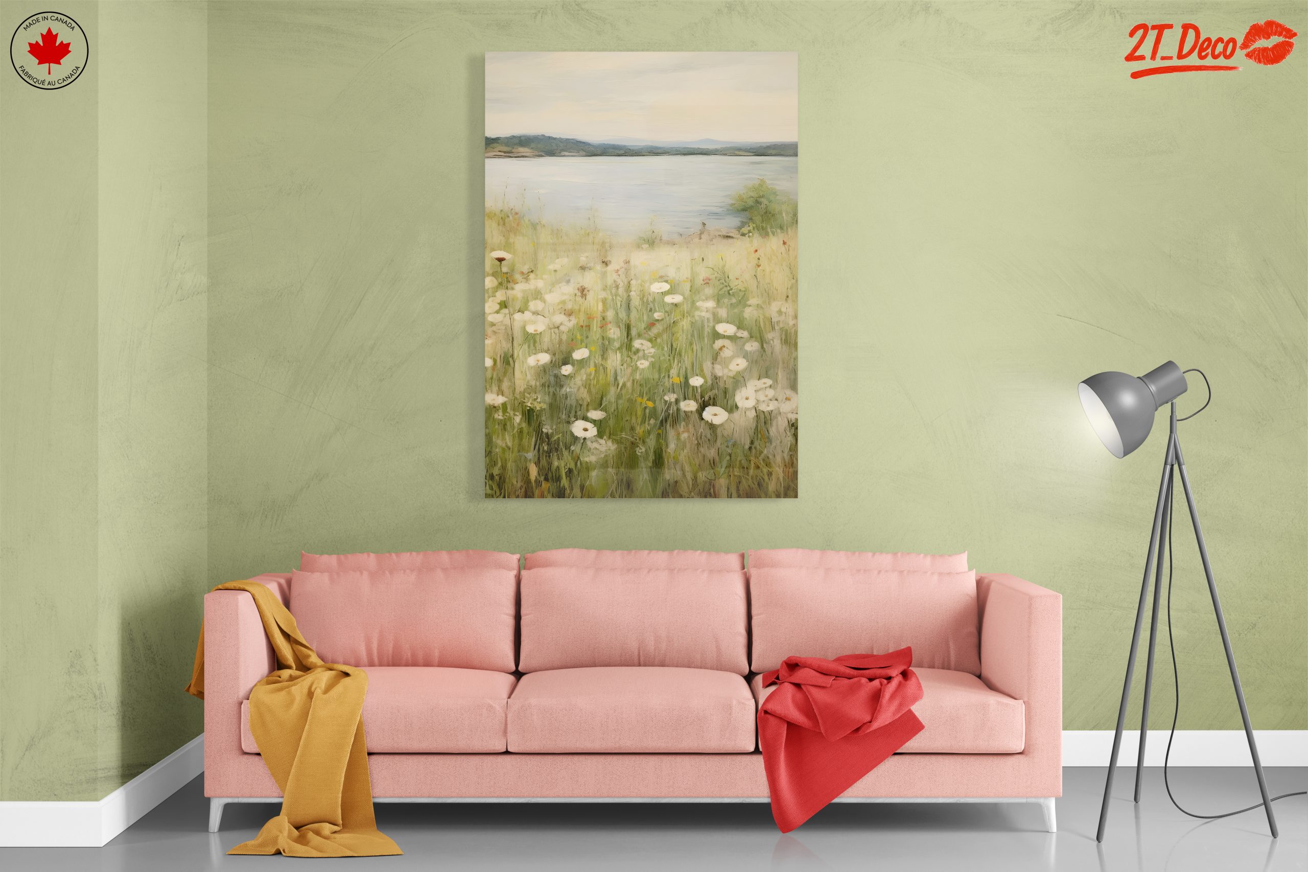 Serene Wildflower Landscape by the Water - Image 7