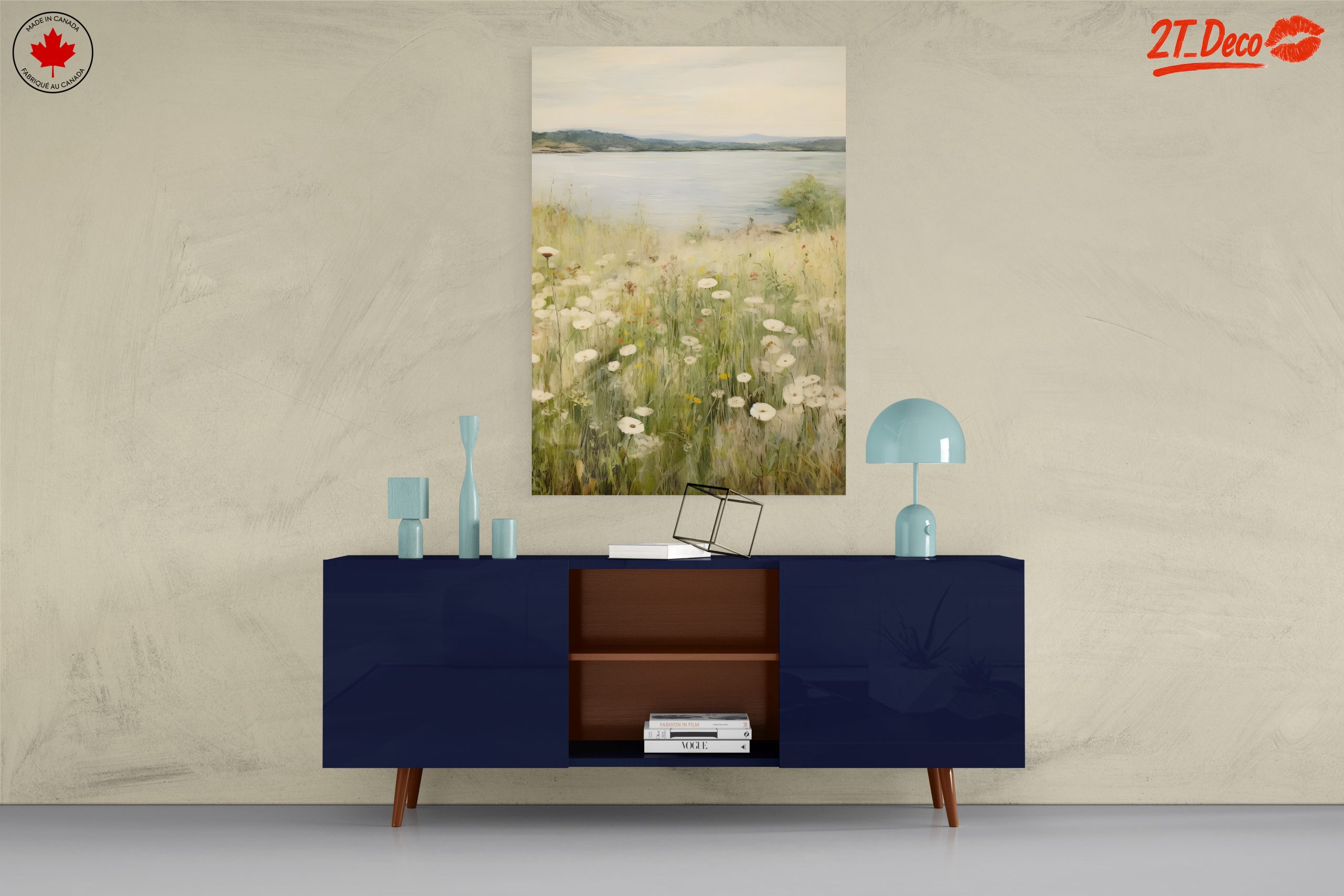 Serene Wildflower Landscape by the Water - Image 8