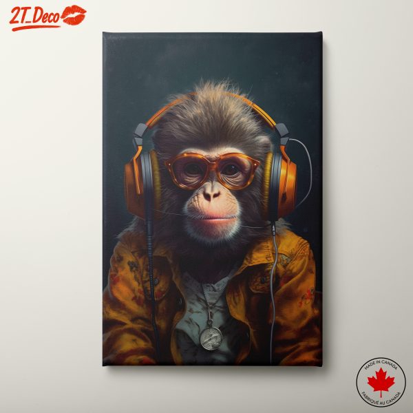Stylish Monkey with Headphones Art