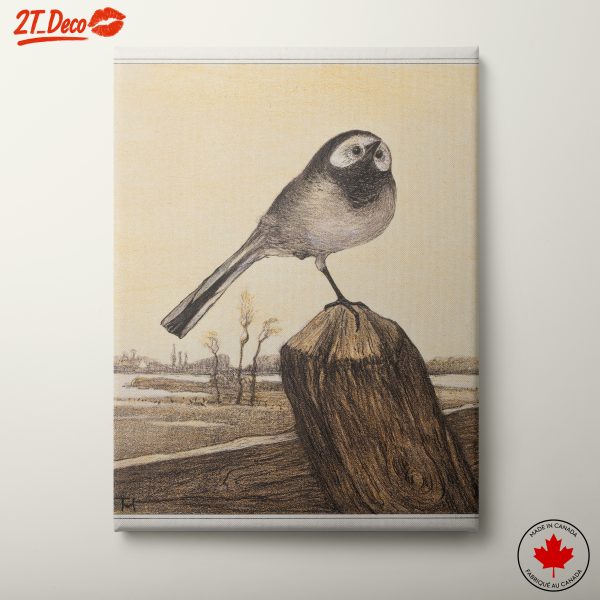 Charming Bird Illustration on Wood