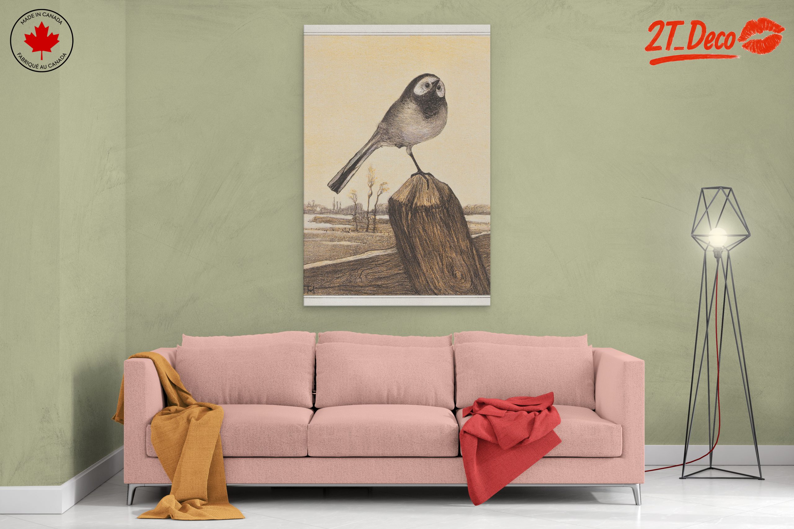 Charming Bird Illustration on Wood - Image 2