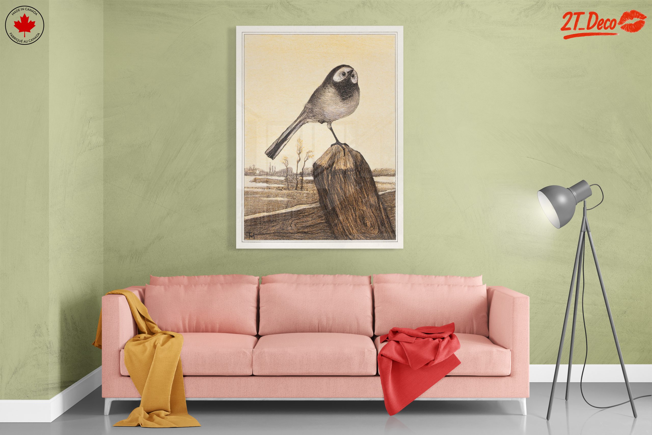 Charming Bird Illustration on Wood - Image 7