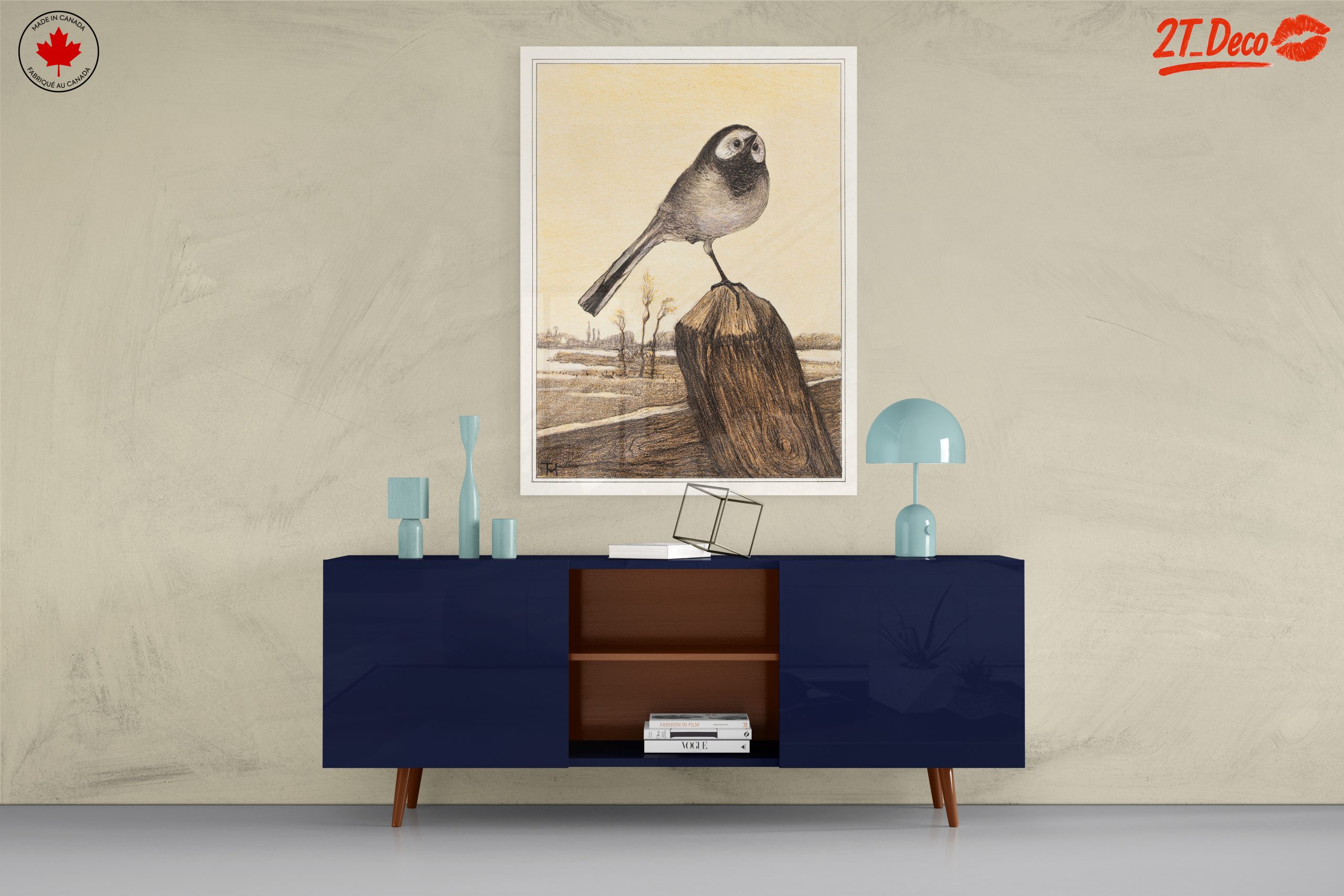 Charming Bird Illustration on Wood - Image 8
