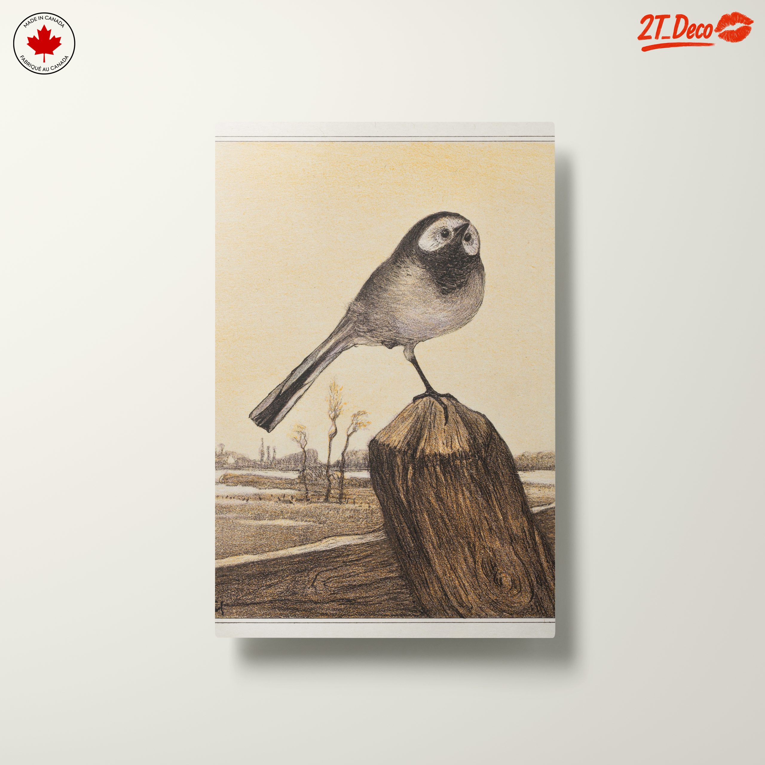 Charming Bird Illustration on Wood - Image 10