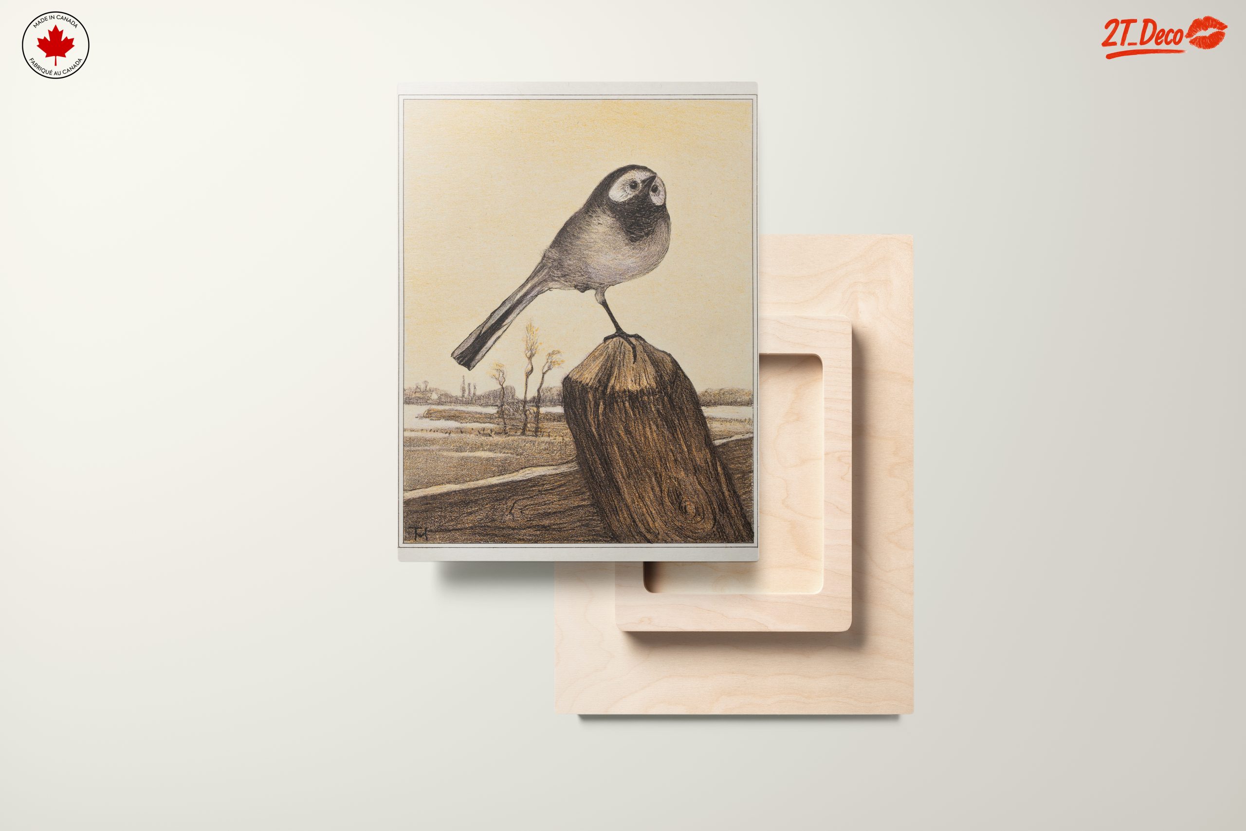 Charming Bird Illustration on Wood - Image 11