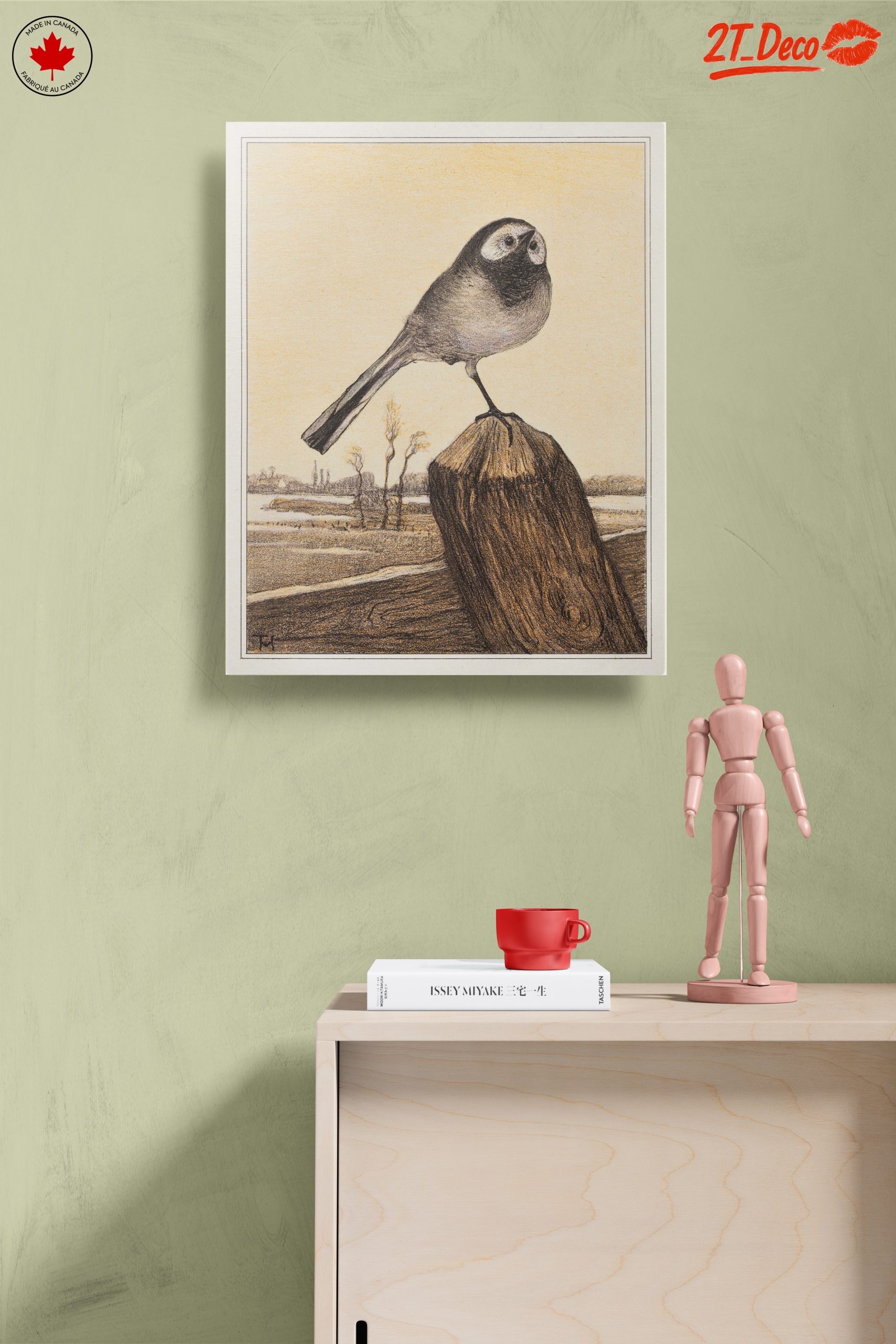 Charming Bird Illustration on Wood - Image 14