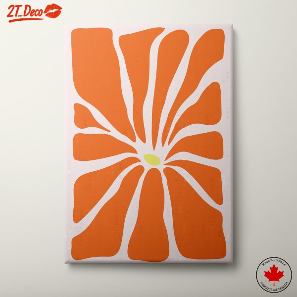 Stylized Botanical Art with Bold Orange