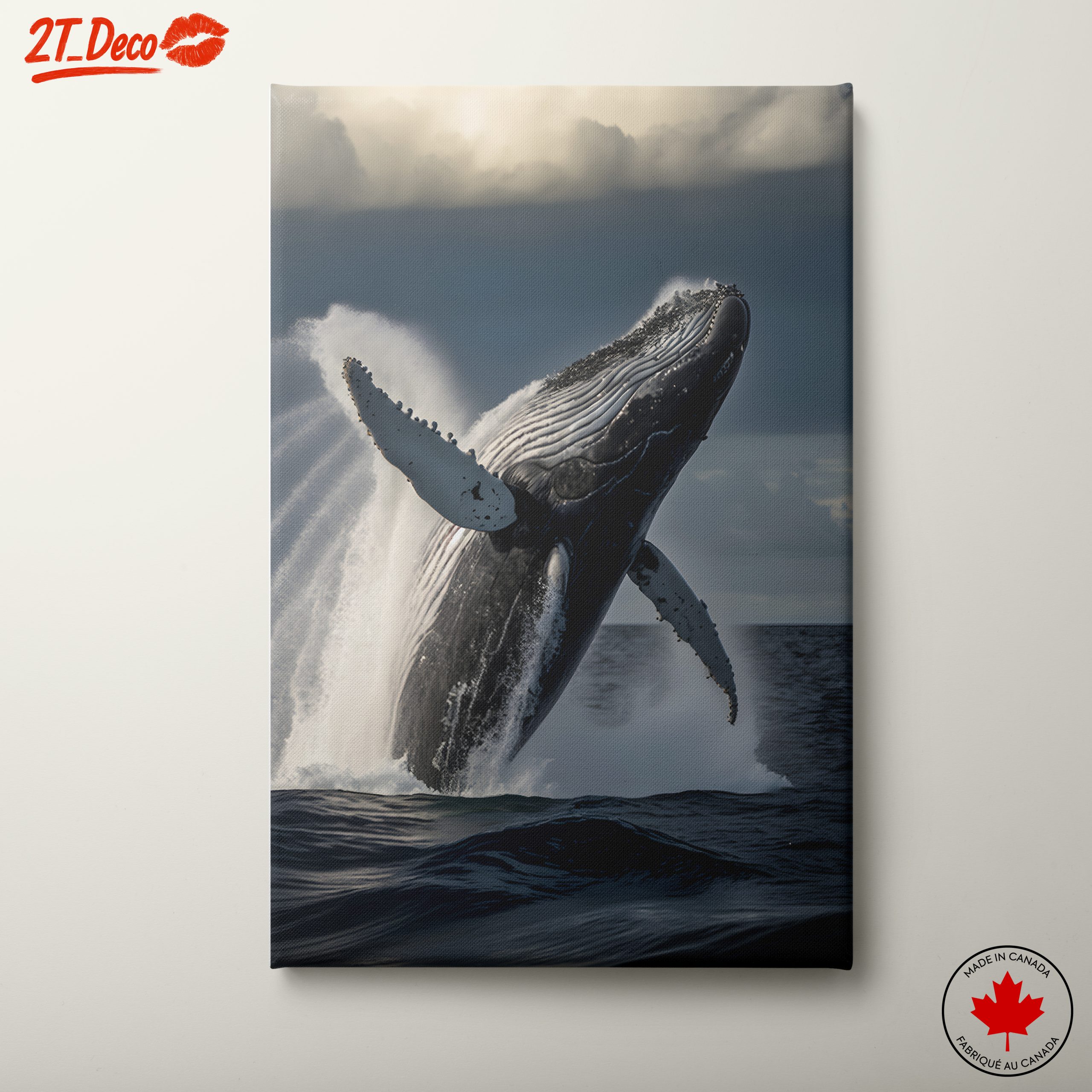 Powerful Whale Breaching in Dramatic Seascape