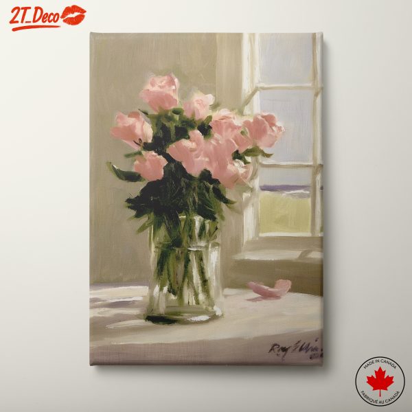 Charming Pink Roses in Glass Vase
