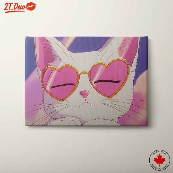 Adorable Cat in Heart-Shaped Sunglasses