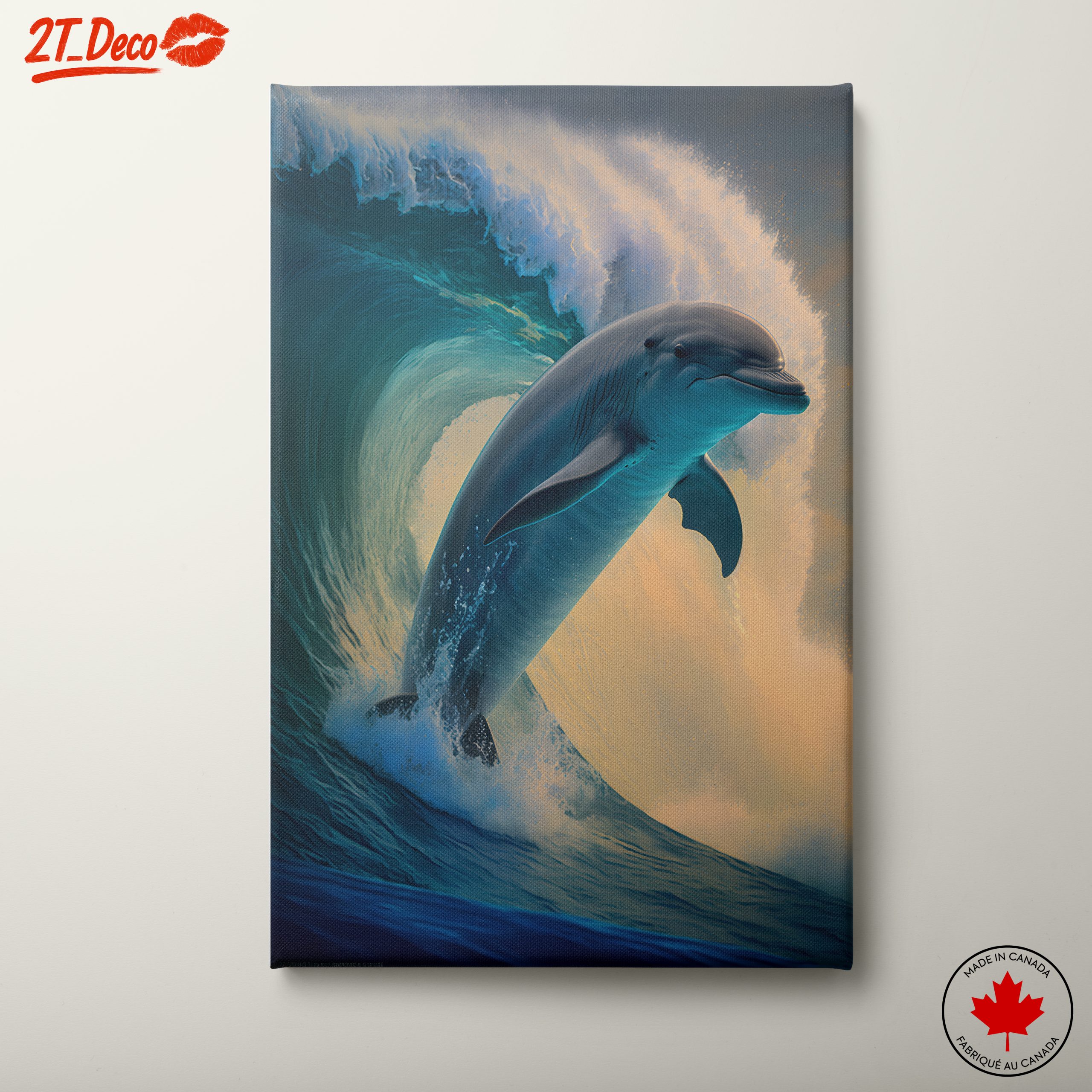Dolphin Leaping Through Waves