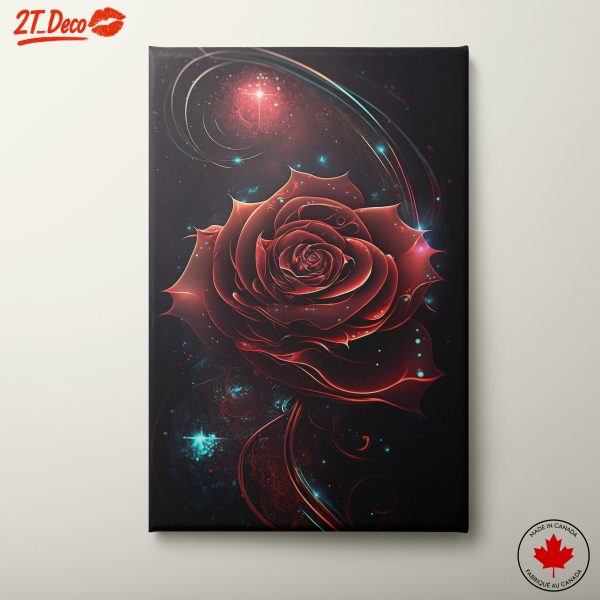Abstract Rose Art with Cosmic Elements