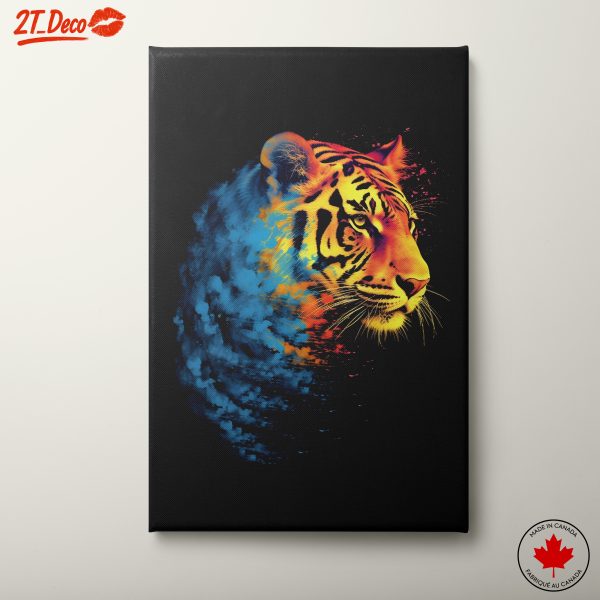 Vibrant Tiger Portrait with Colorful Splashes