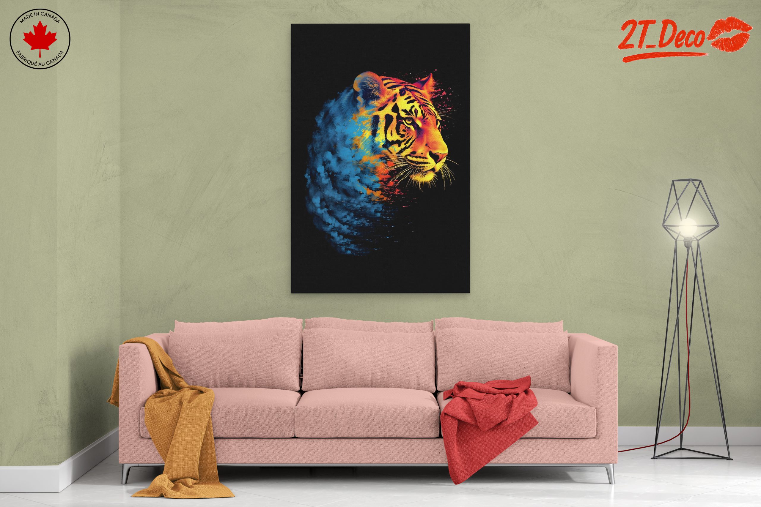 Vibrant Tiger Portrait with Colorful Splashes - Image 2