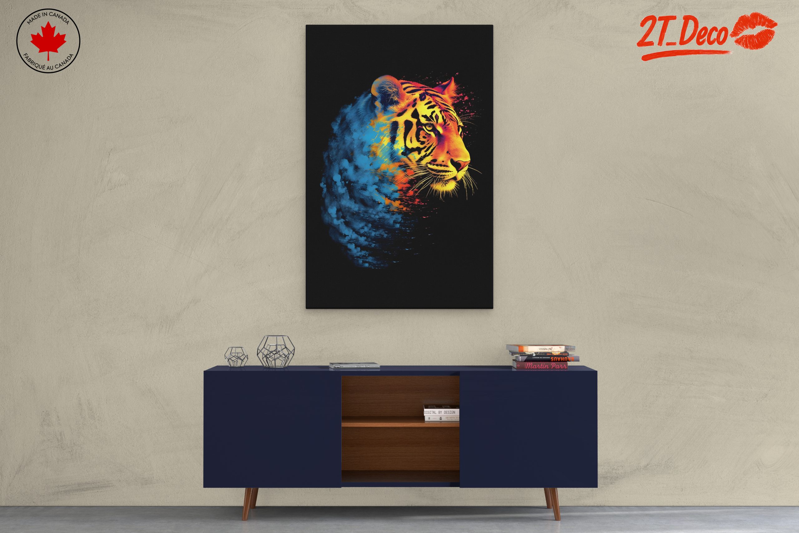 Vibrant Tiger Portrait with Colorful Splashes - Image 3