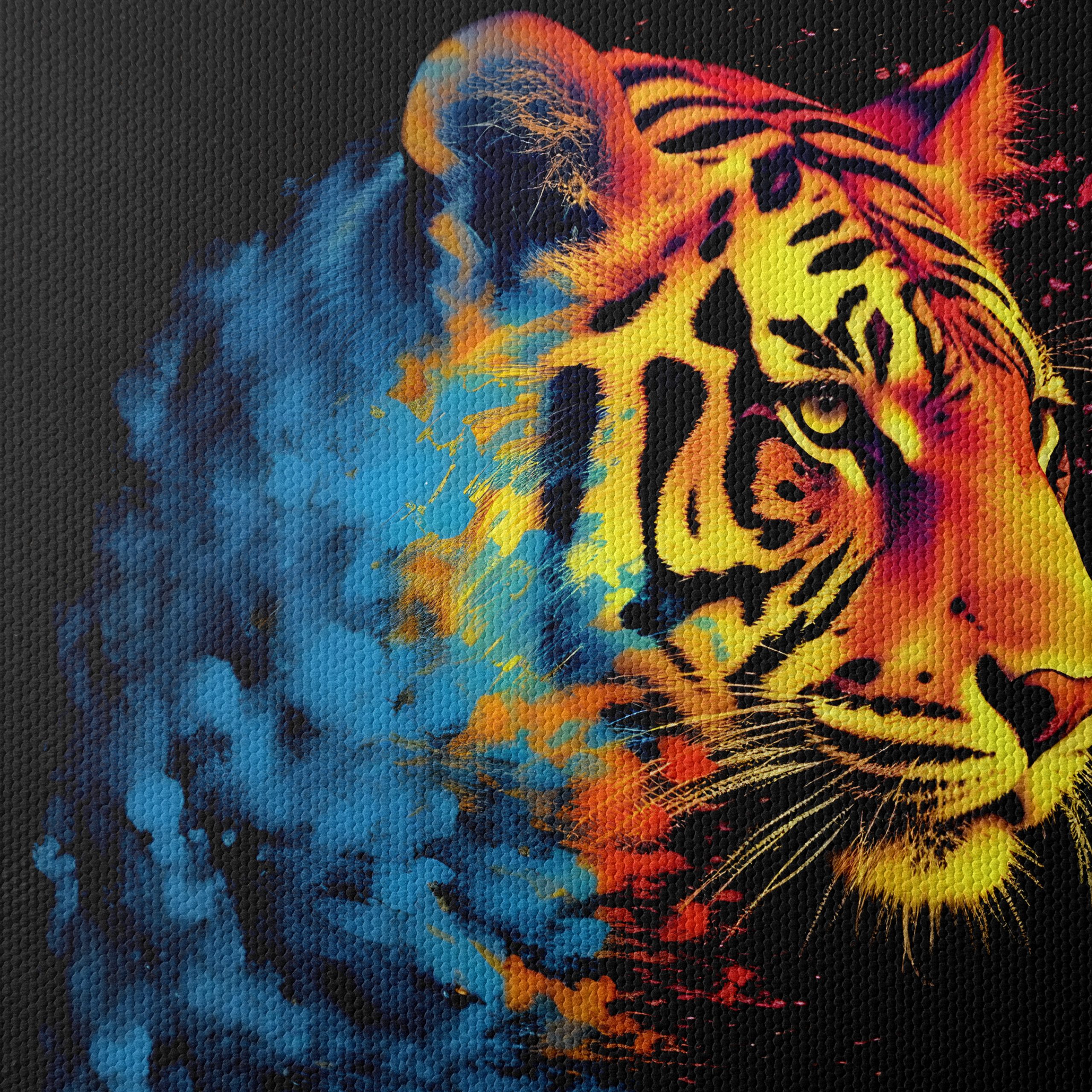Vibrant Tiger Portrait with Colorful Splashes - Image 4