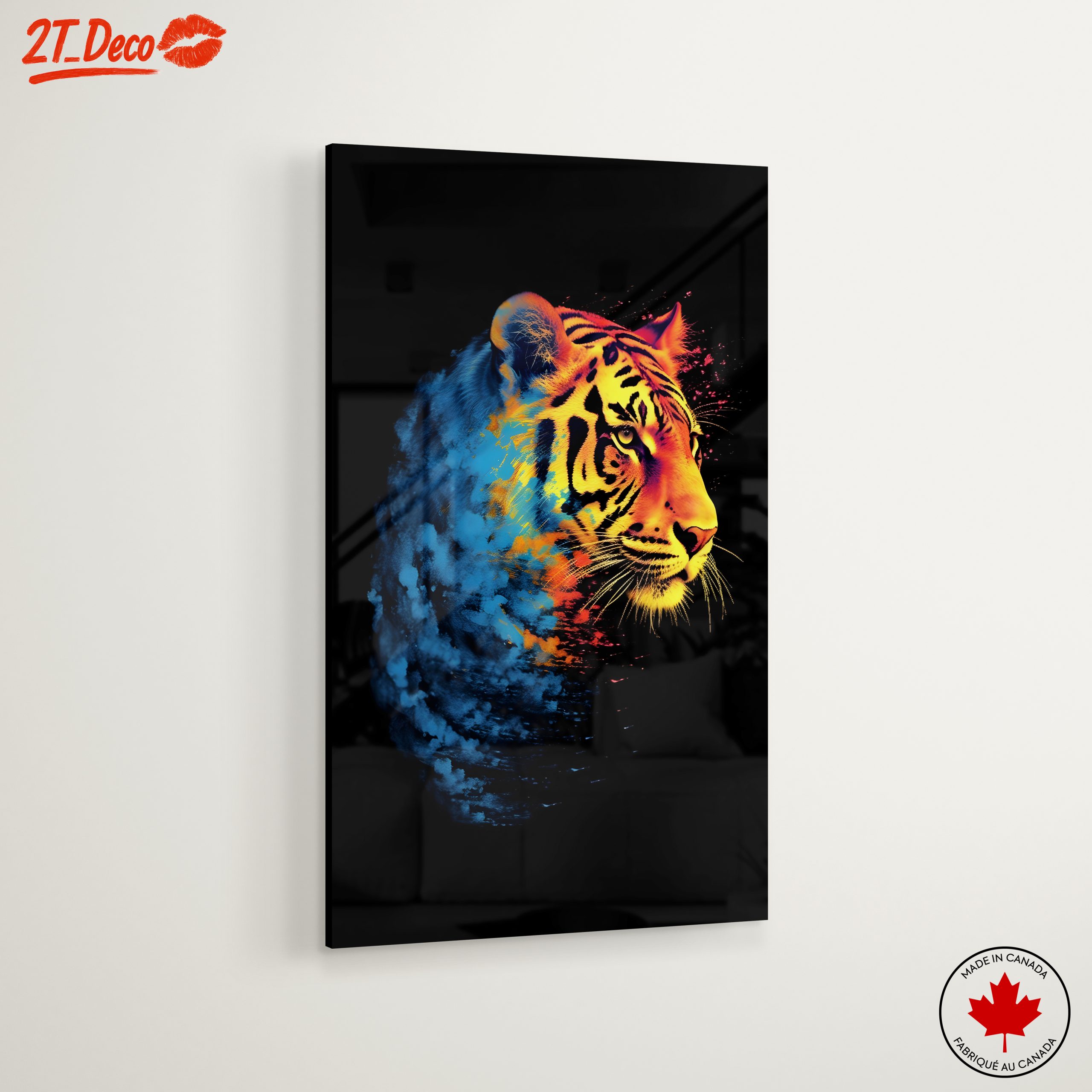 Vibrant Tiger Portrait with Colorful Splashes - Image 6