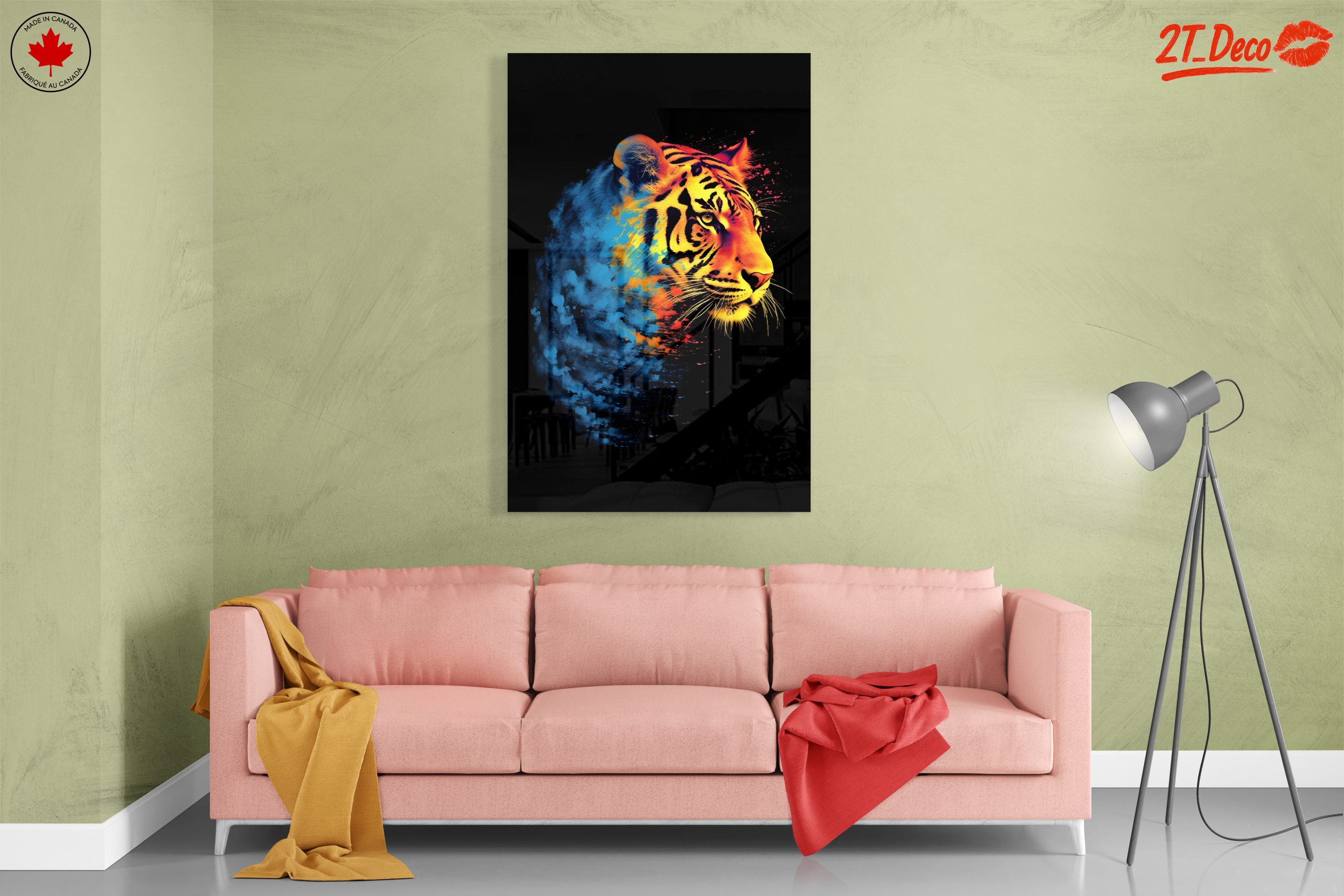 Vibrant Tiger Portrait with Colorful Splashes - Image 7