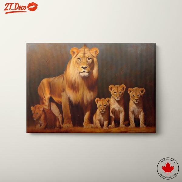 Lion Family Artwork with Cubes