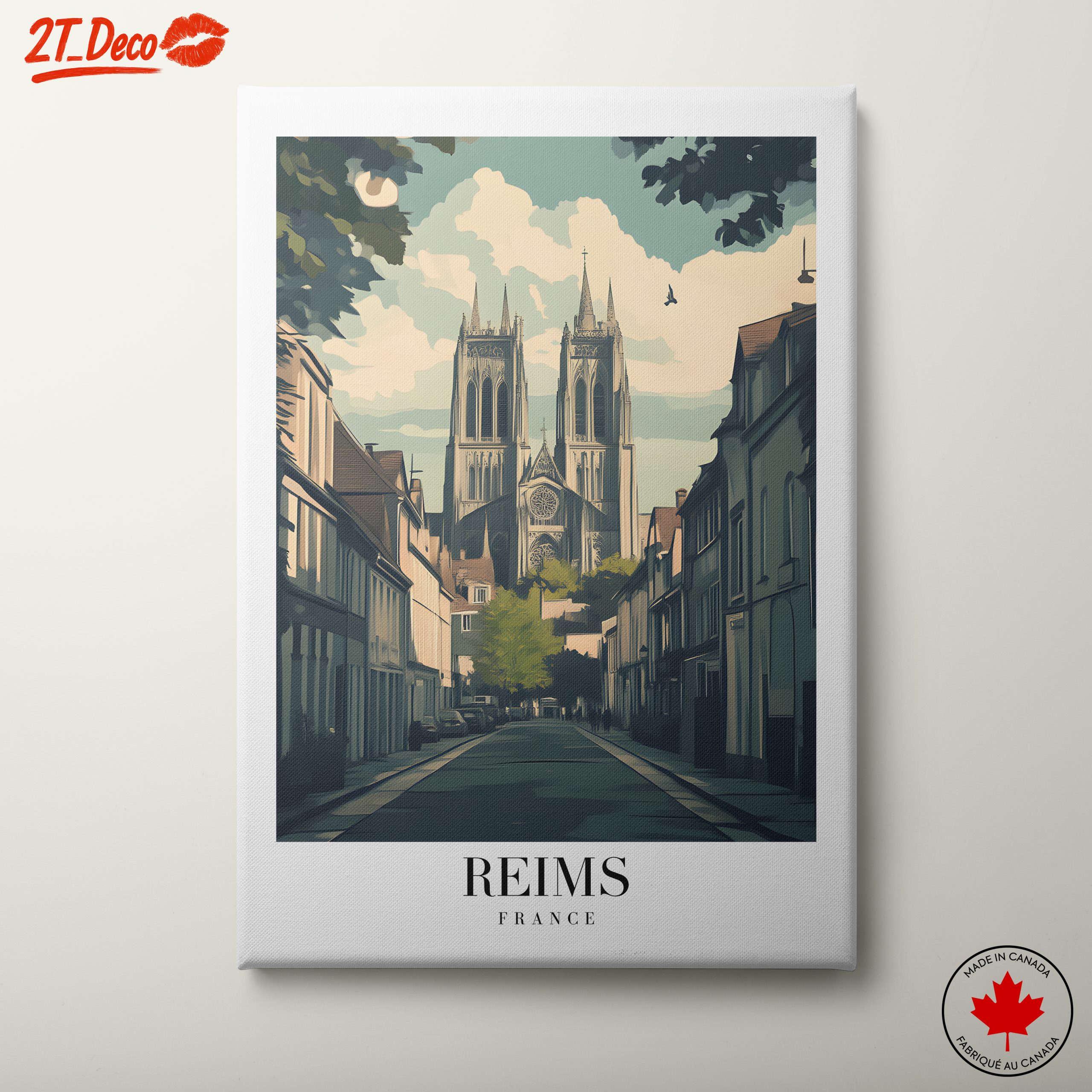 Reims Cathedral Street Scene Art