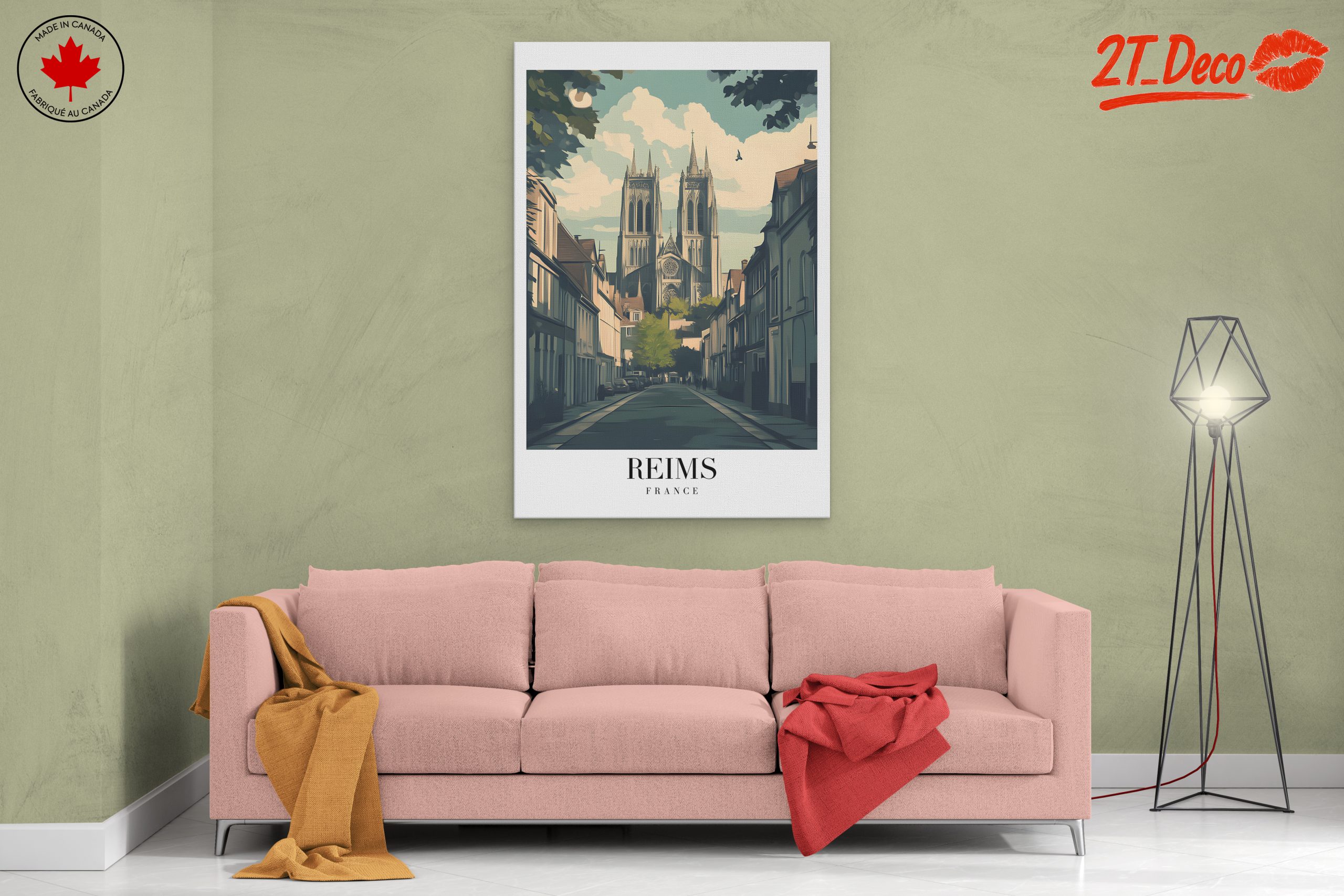 Reims Cathedral Street Scene Art - Image 2