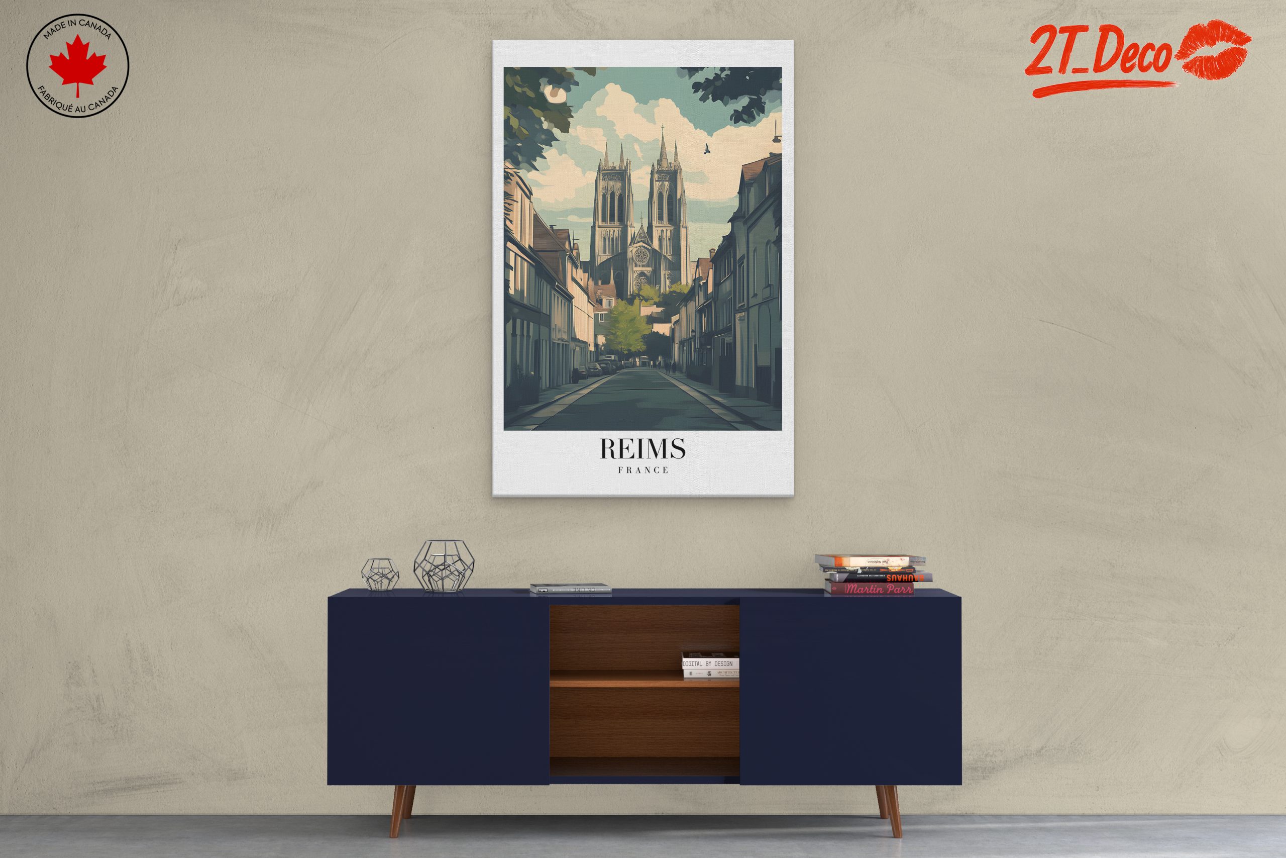 Reims Cathedral Street Scene Art - Image 3