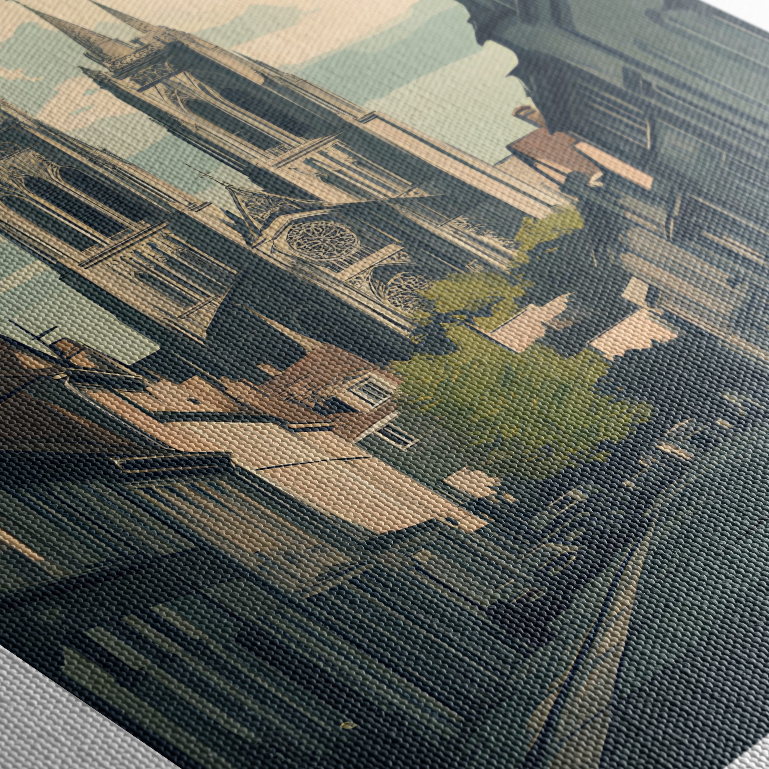 Reims Cathedral Street Scene Art - Image 5