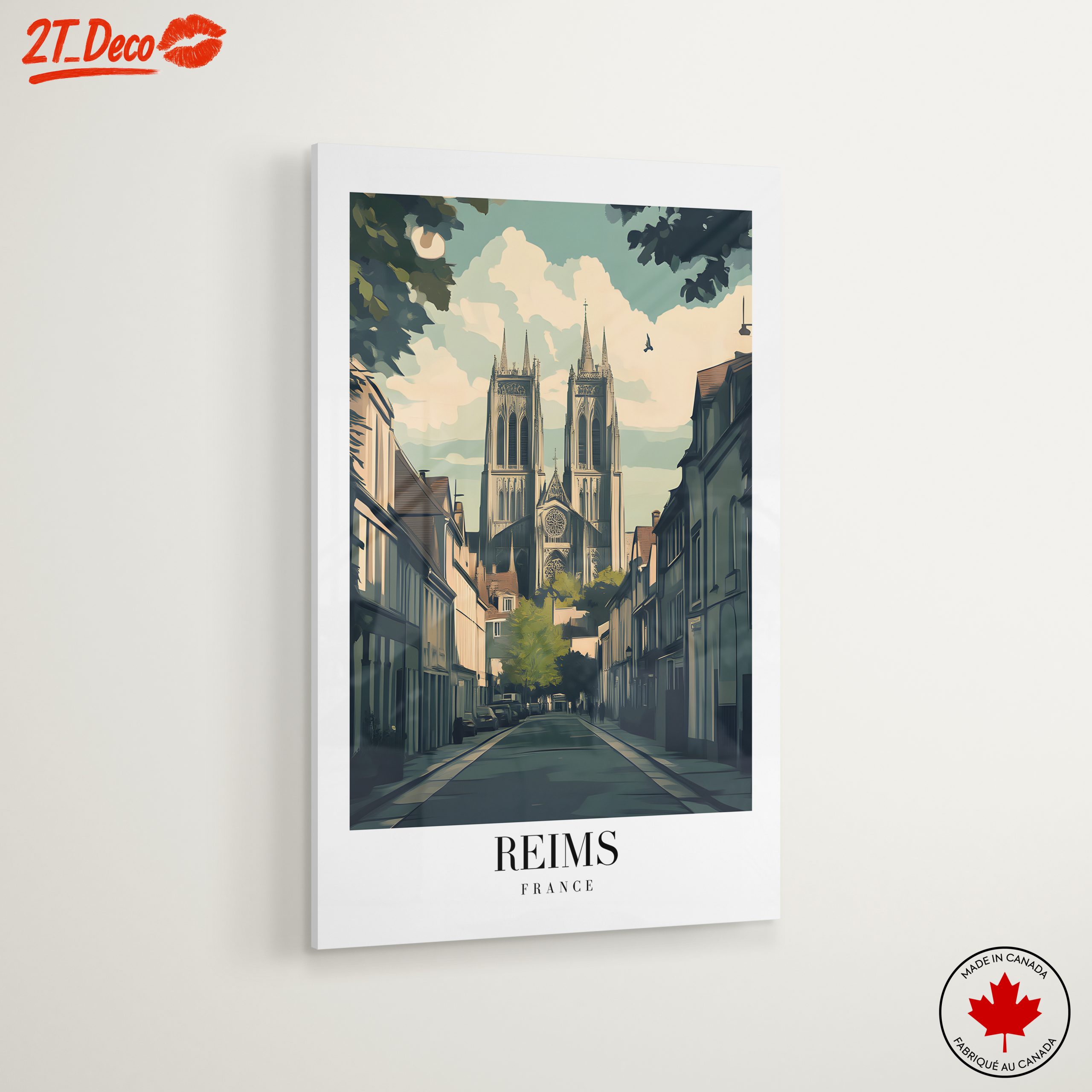 Reims Cathedral Street Scene Art - Image 6