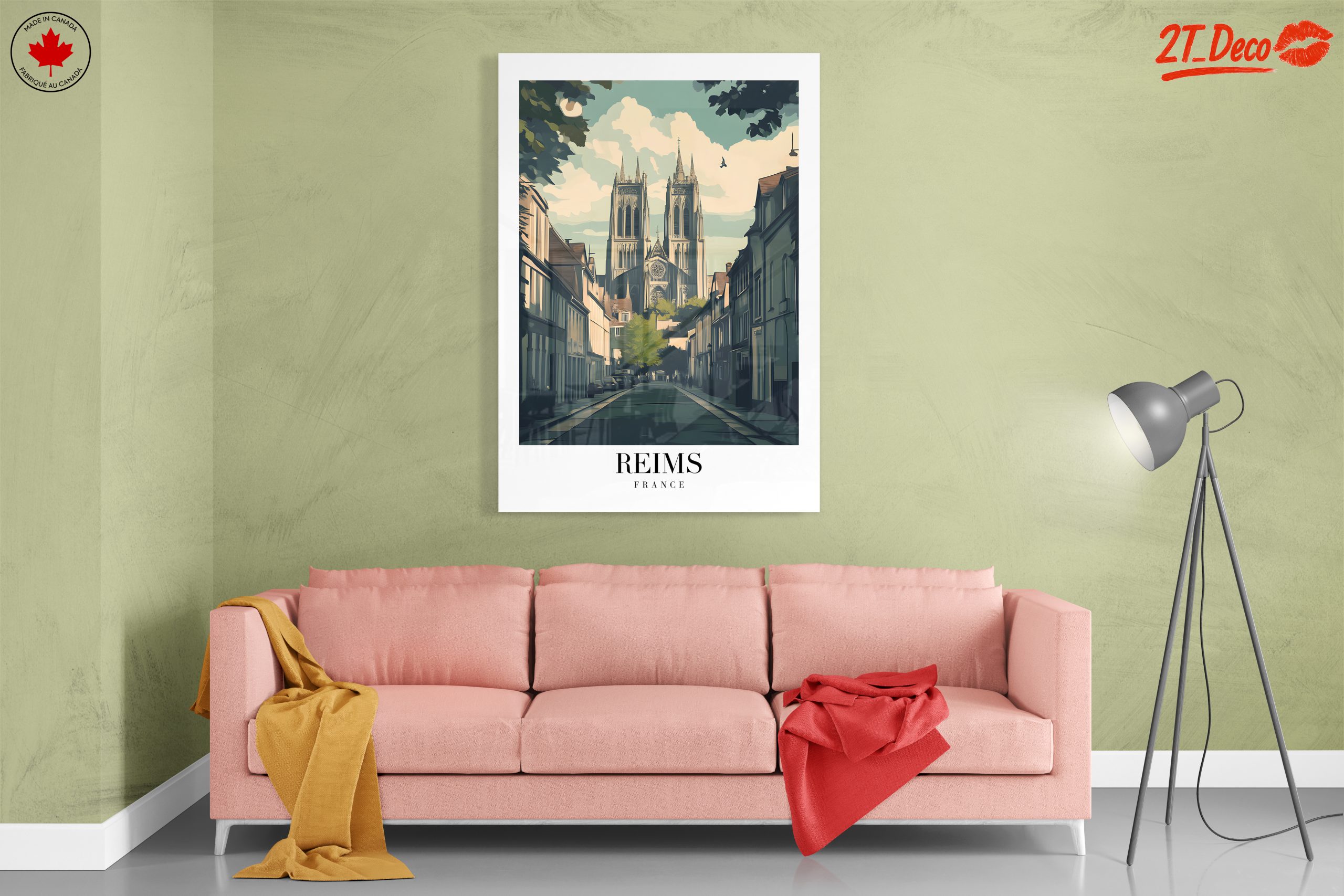 Reims Cathedral Street Scene Art - Image 7