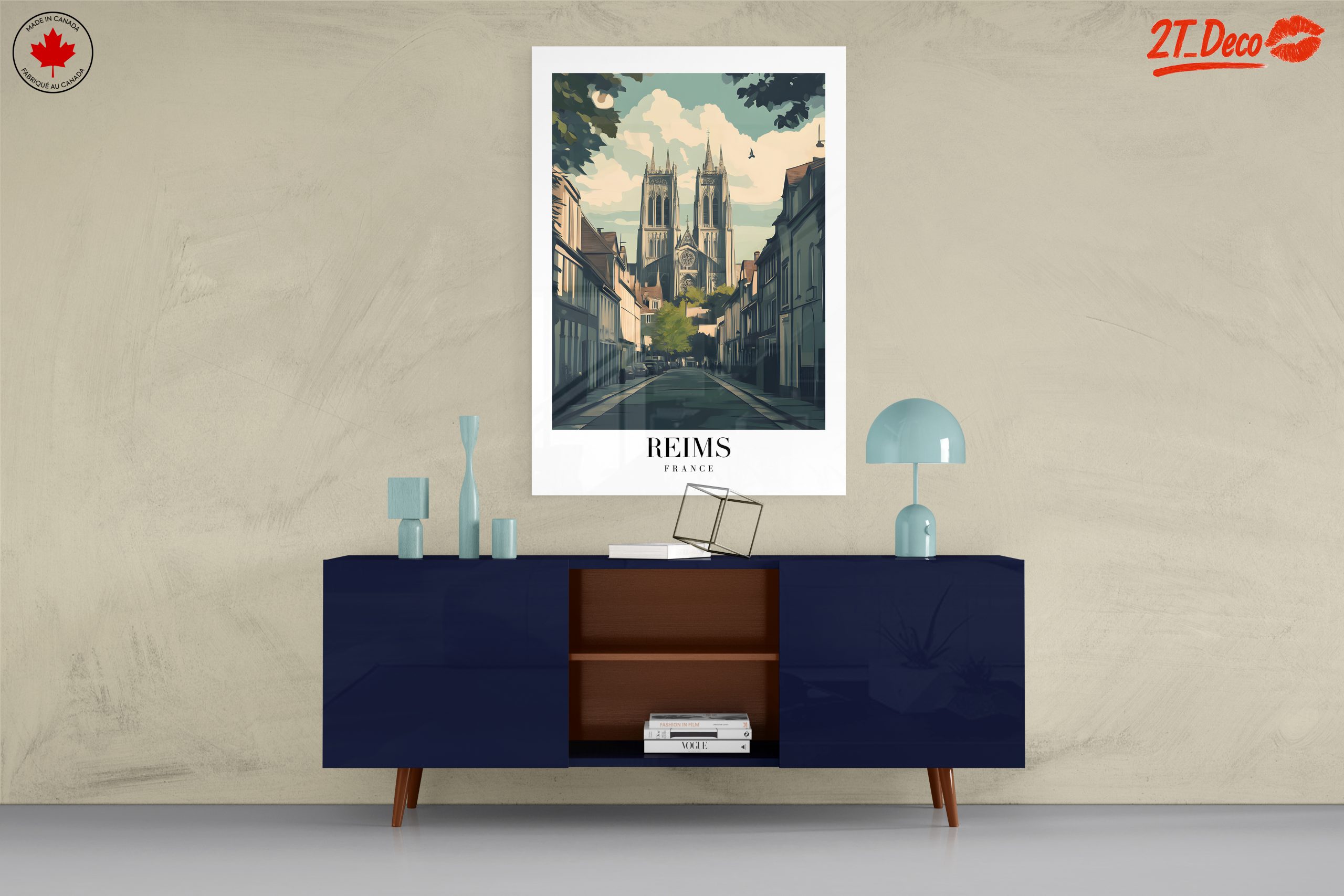 Reims Cathedral Street Scene Art - Image 8