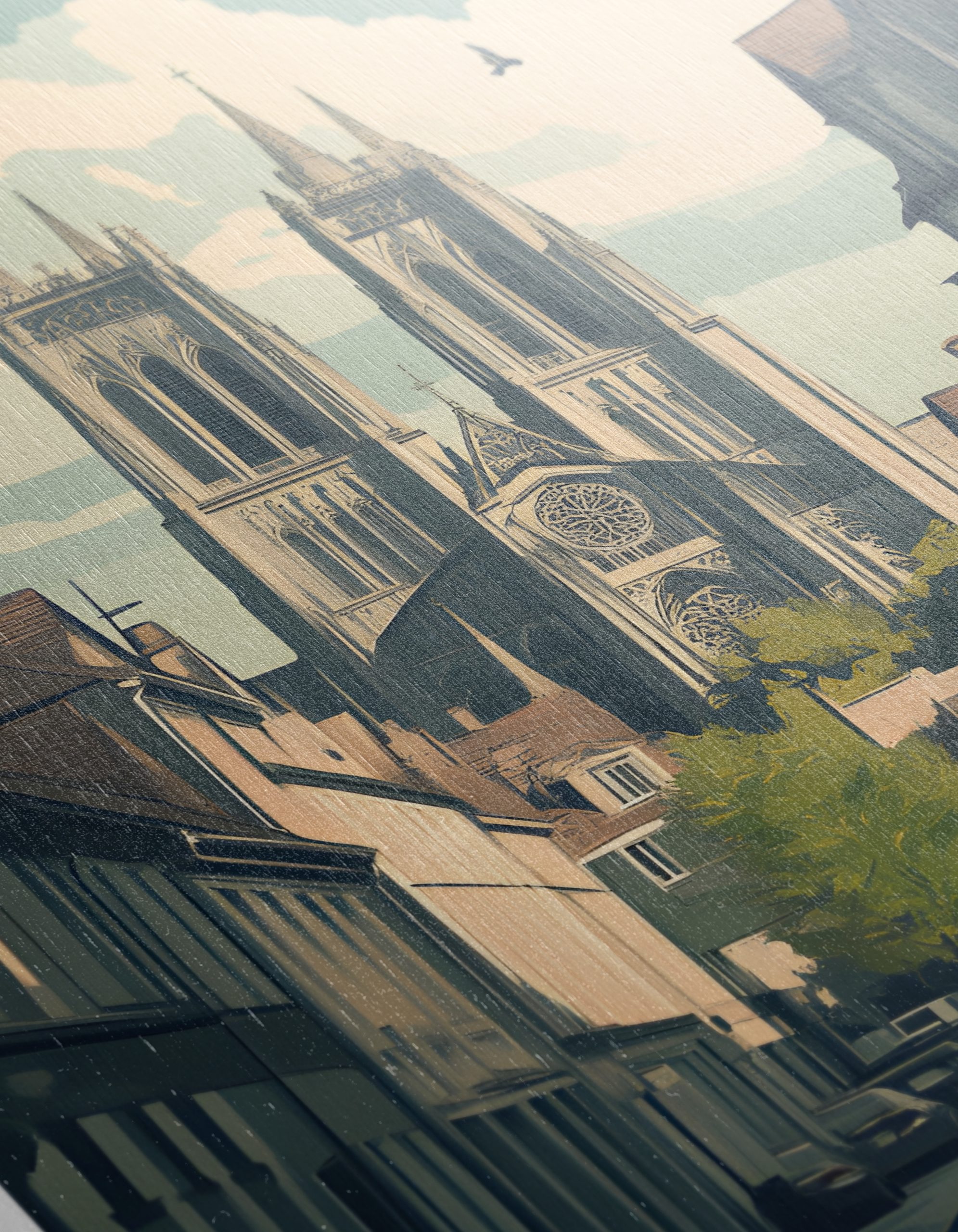 Reims Cathedral Street Scene Art - Image 12