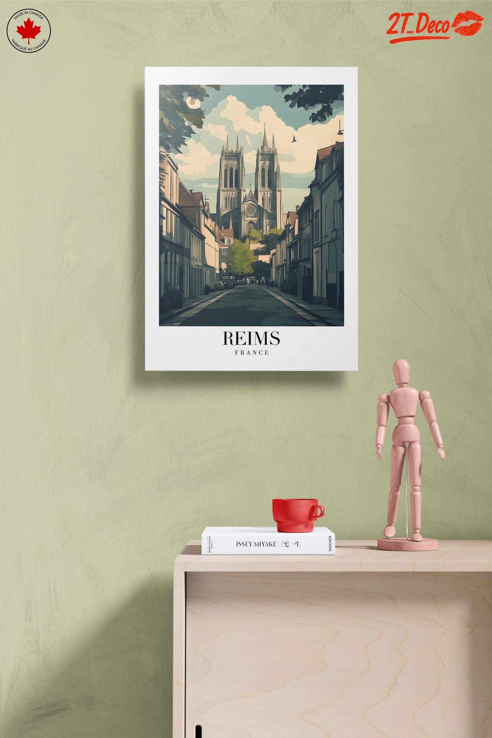 Reims Cathedral Street Scene Art - Image 14