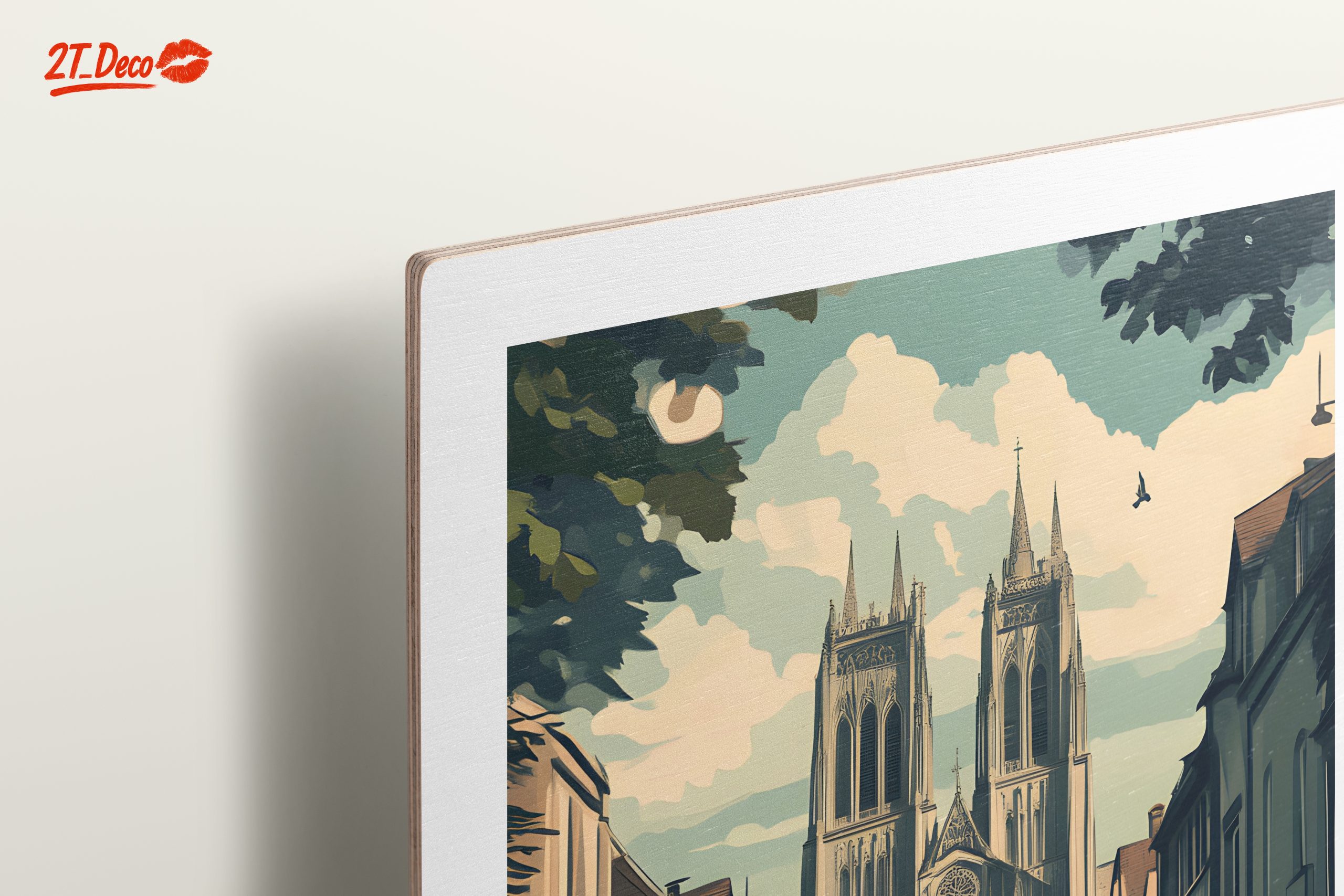 Reims Cathedral Street Scene Art - Image 15